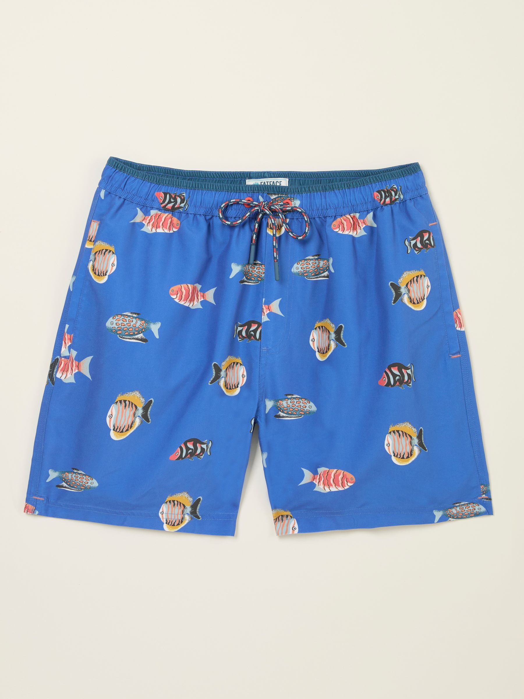 Trevose Blue Fish Print Swim Shorts - Image 5 of 5