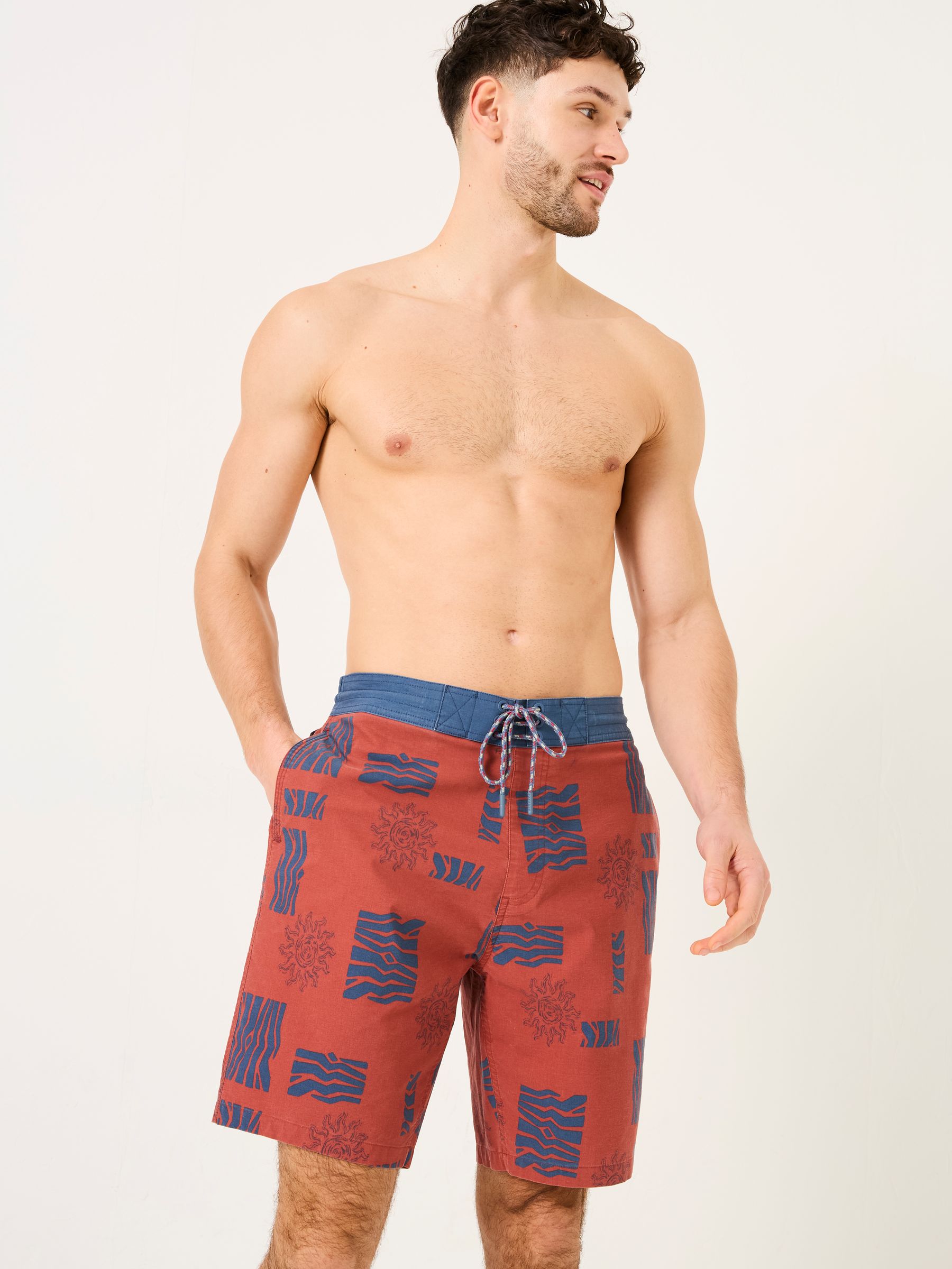 Camber Blue & Brown Swim Shorts - Image 3 of 9