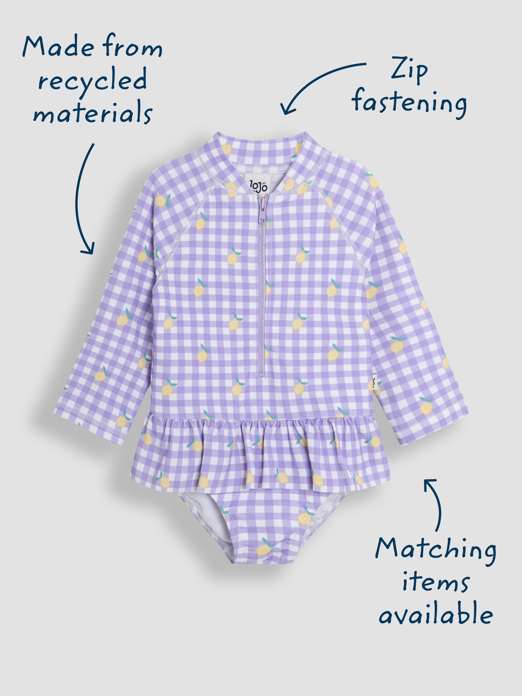 Gingham Long Sleeve Swimsuit - Image 4 of 5