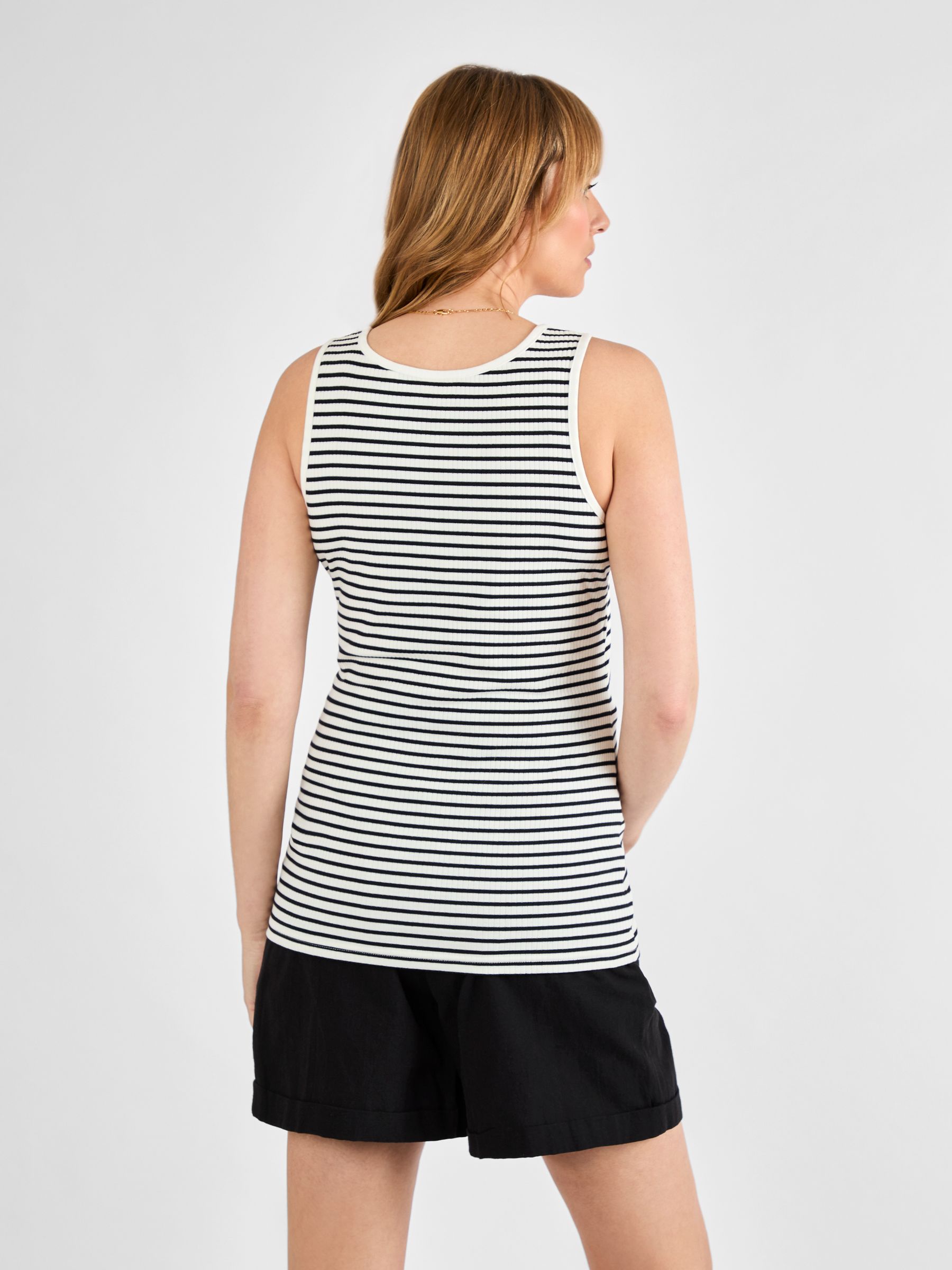 Black Cream Stripe Ribbed Maternity & Nursing Vest - Image 2 of 4