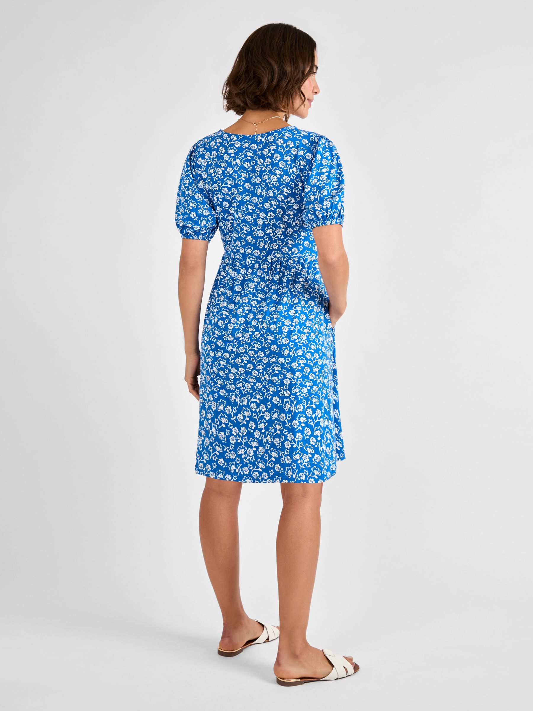 Blue Floral Button Through Maternity Jersey Dress - Image 3 of 4