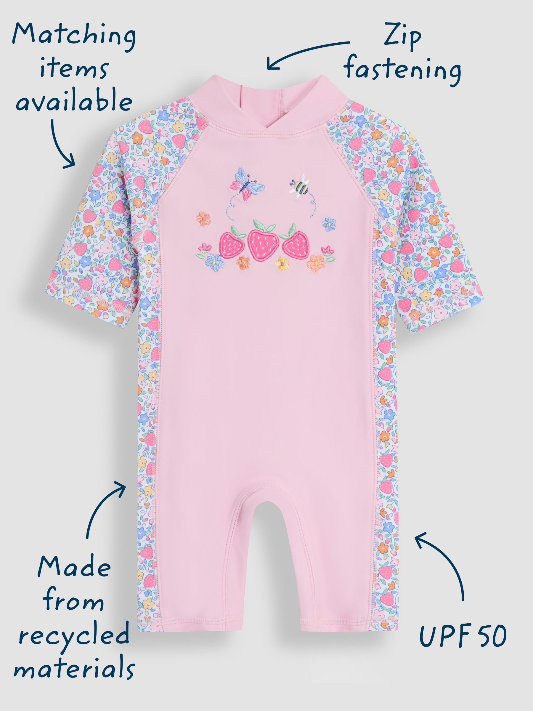 Strawberry Floral UV Sunsafe Suit - Image 7 of 8