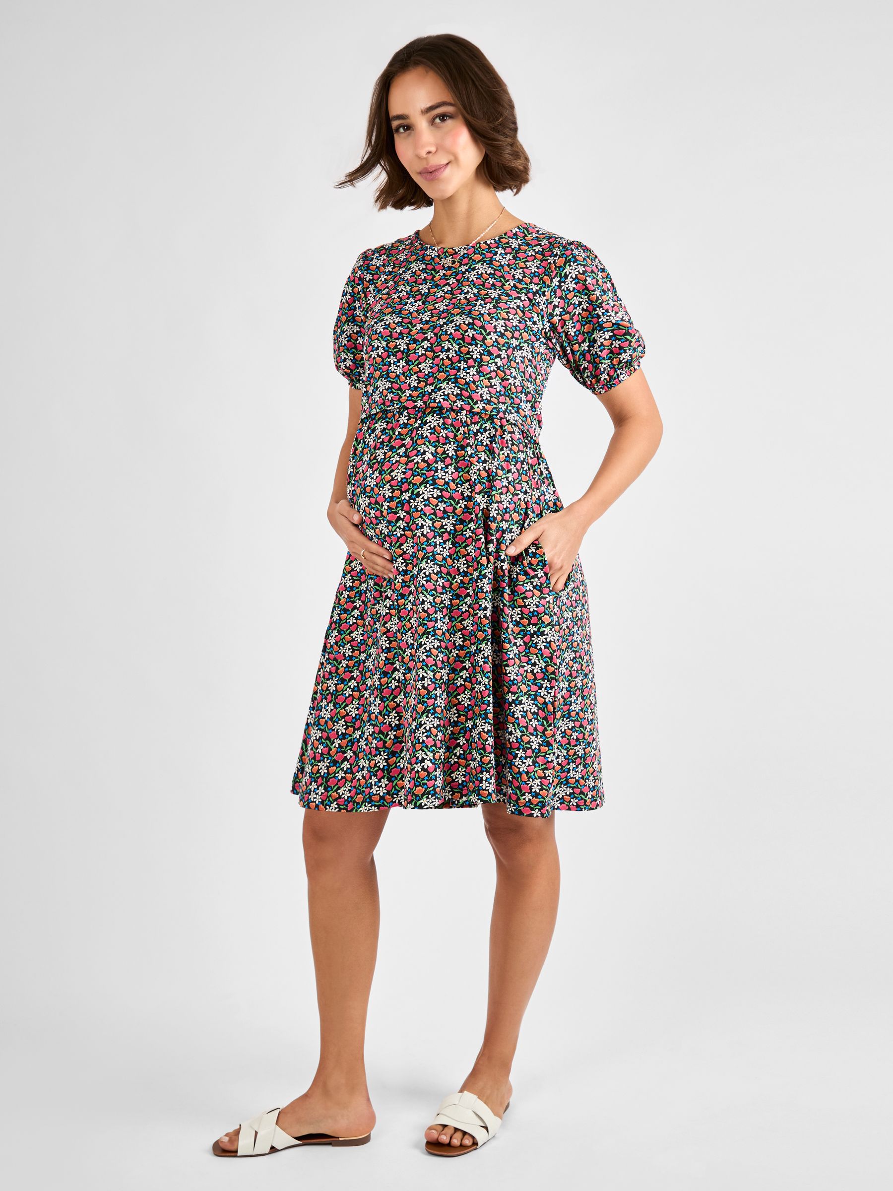 Black Double Layer Maternity & Nursing Jersey Dress - Image 4 of 5