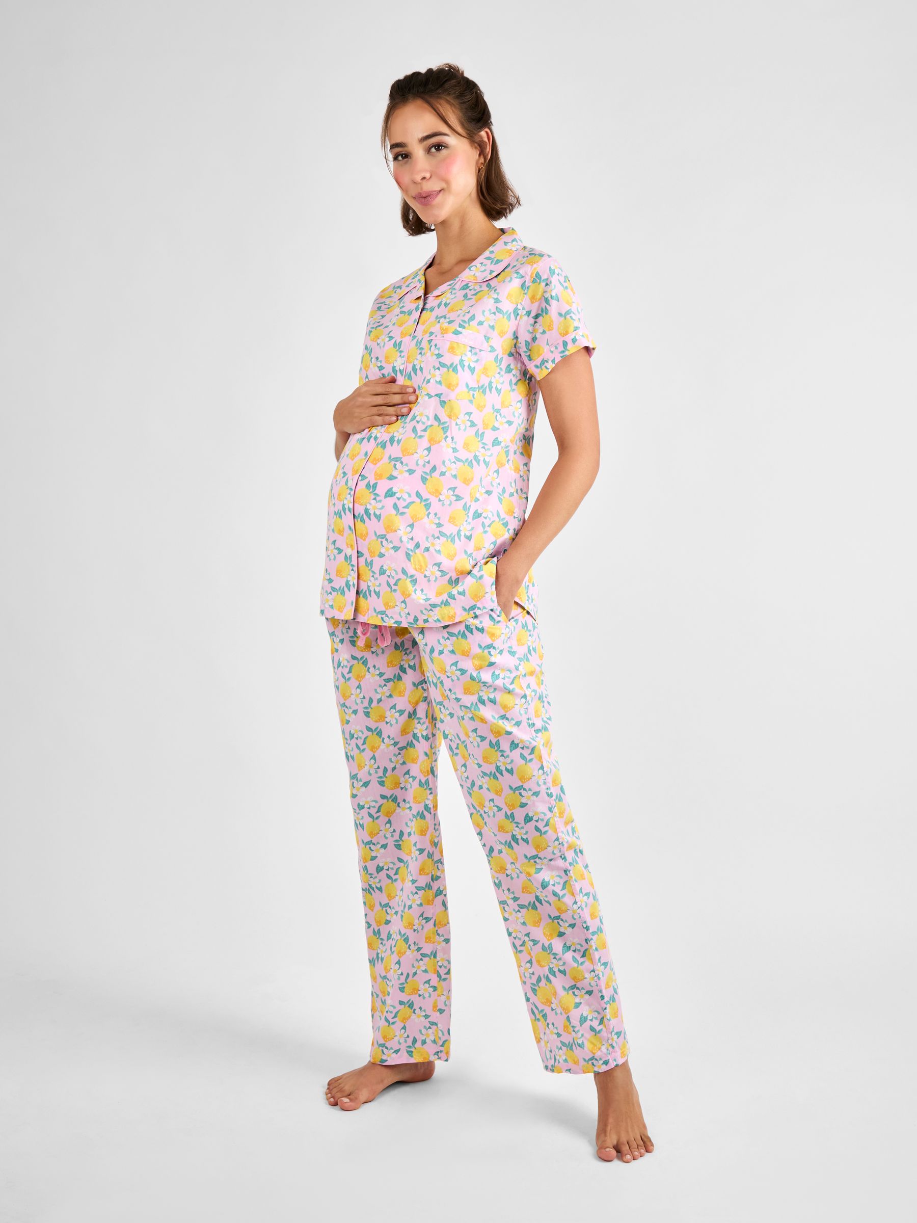 Pink Lemon Print Maternity Pyjamas Set - Image 3 of 6