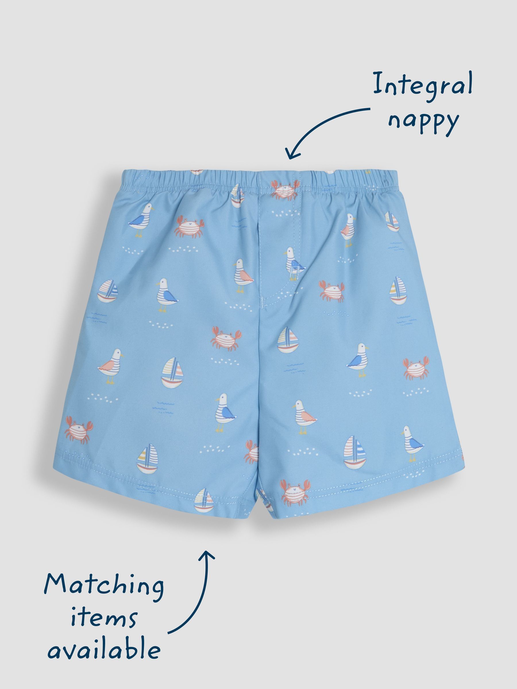 Pale Blue Swim Shorts With Nappy - Image 4 of 5