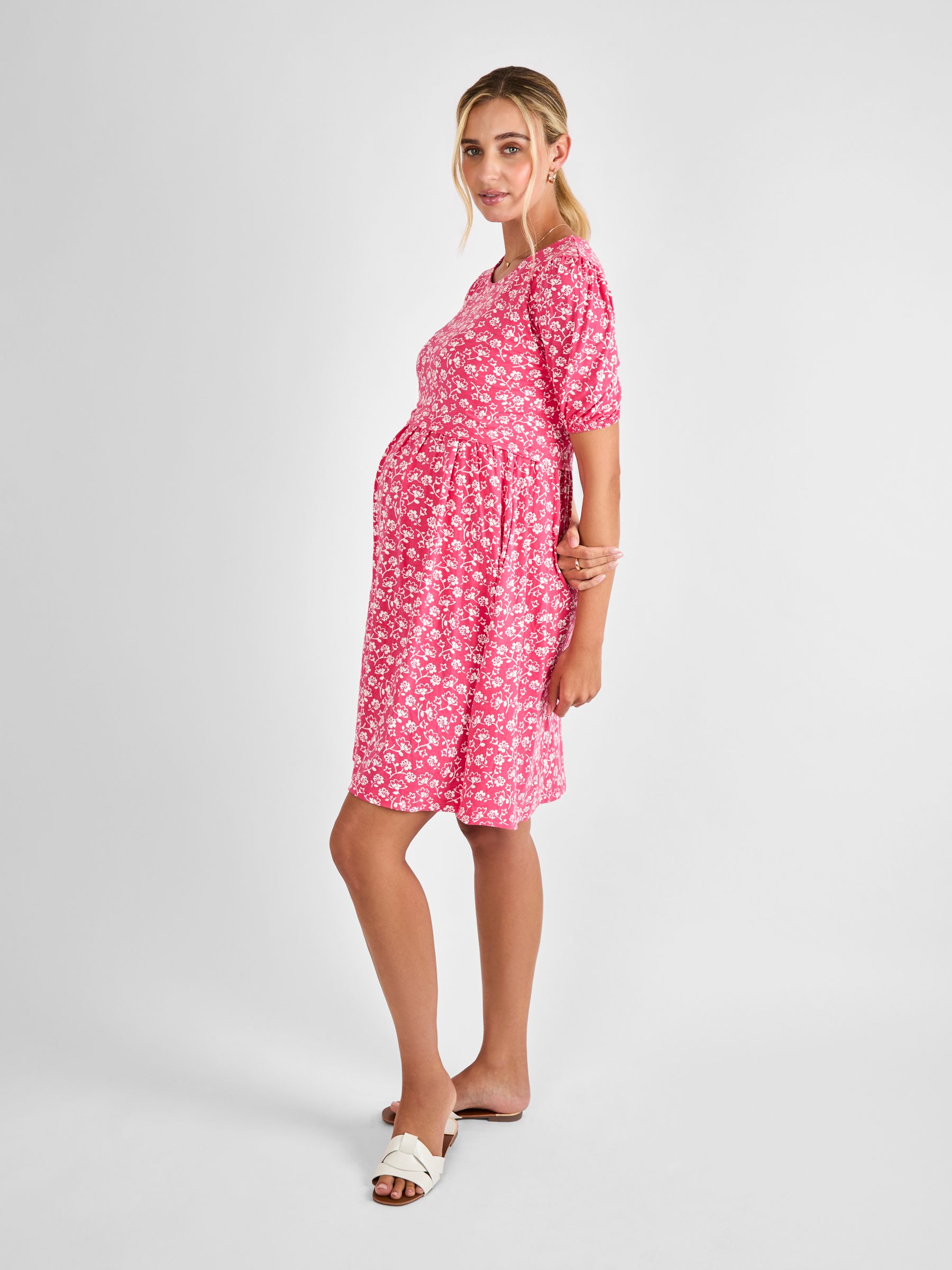 Pink Double Layer Maternity & Nursing Jersey Dress - Image 2 of 4