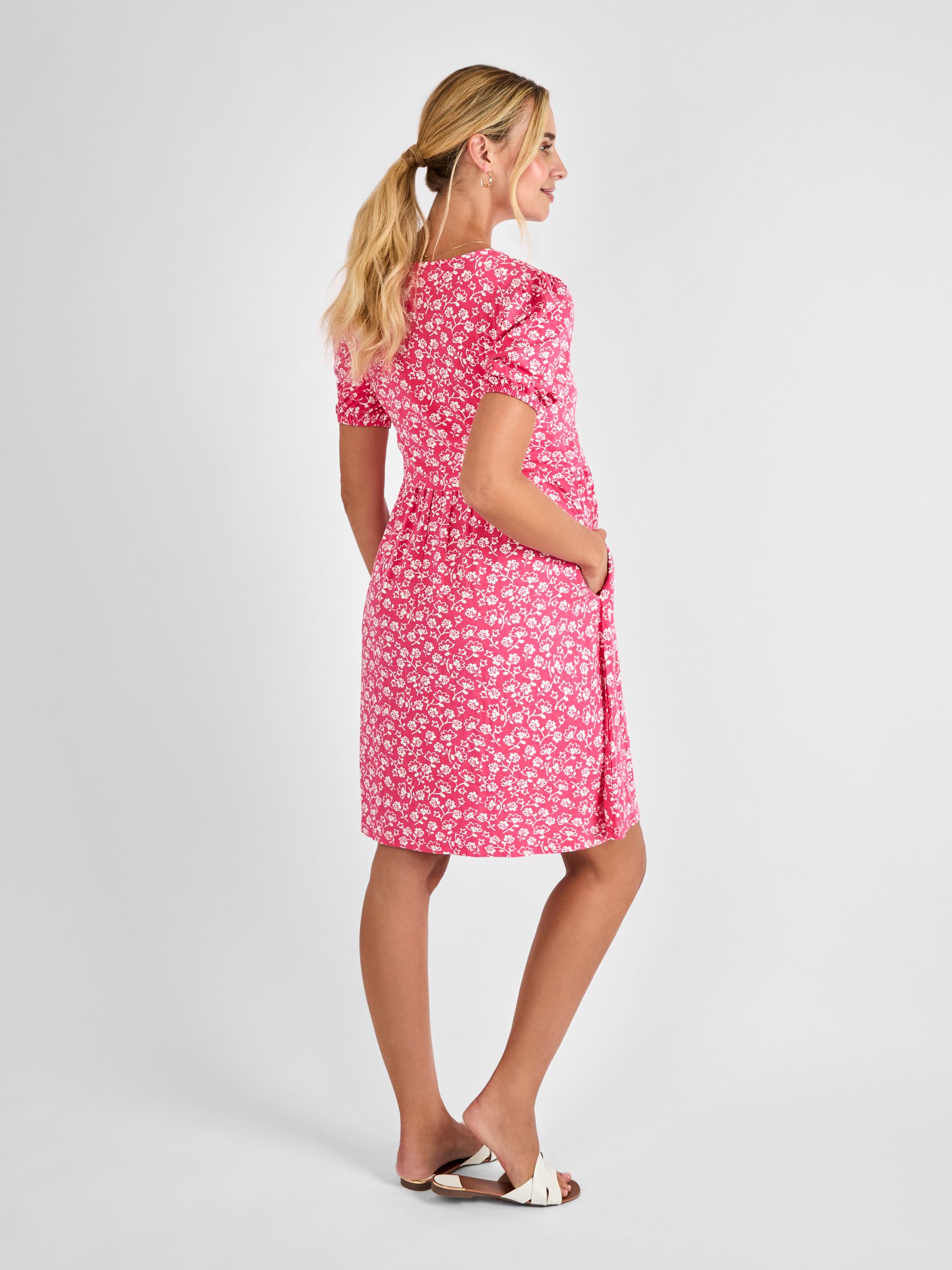 Pink Double Layer Maternity & Nursing Jersey Dress - Image 3 of 4