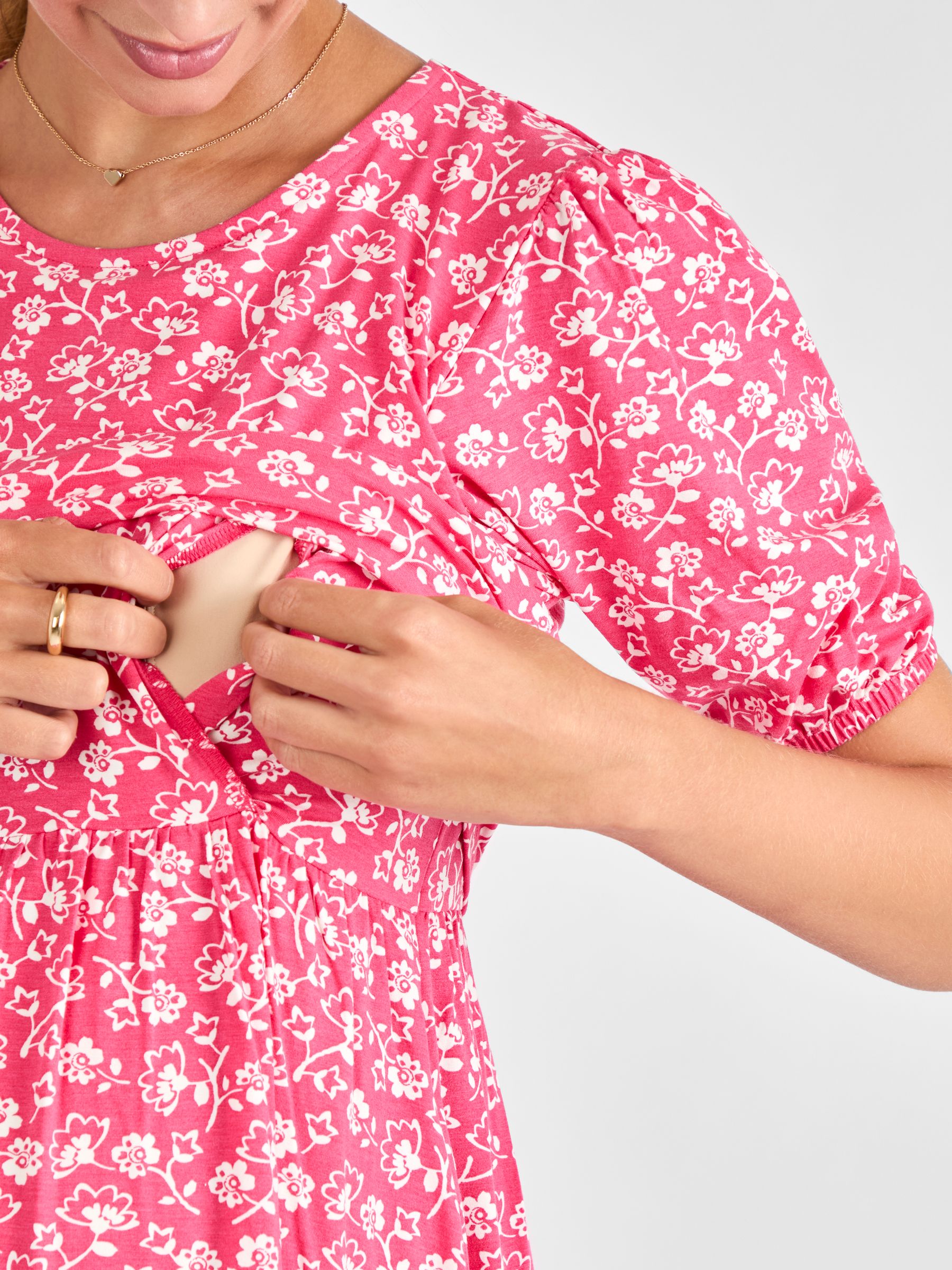 Pink Double Layer Maternity & Nursing Jersey Dress - Image 4 of 4