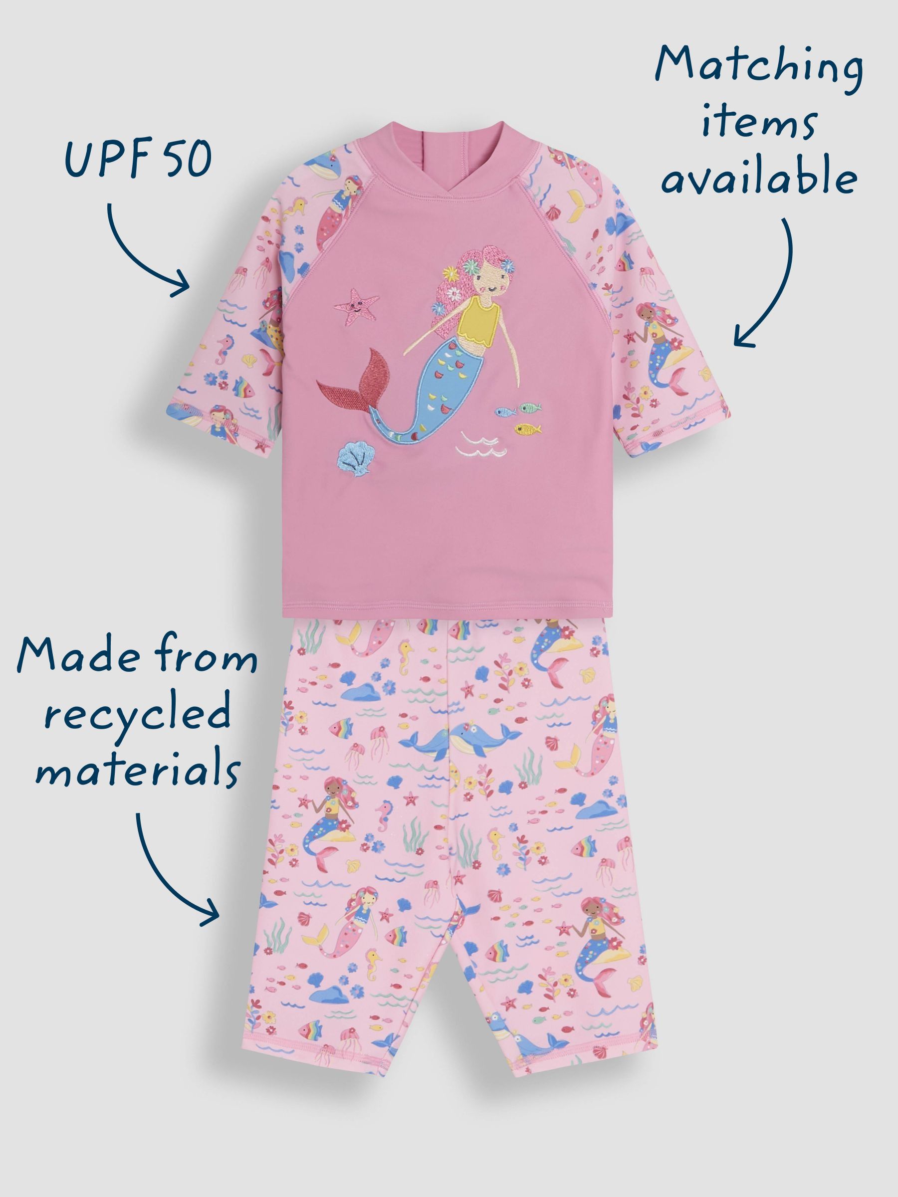 Pink Mermaid 2-Piece UV Sunsafe Suit - Image 6 of 8
