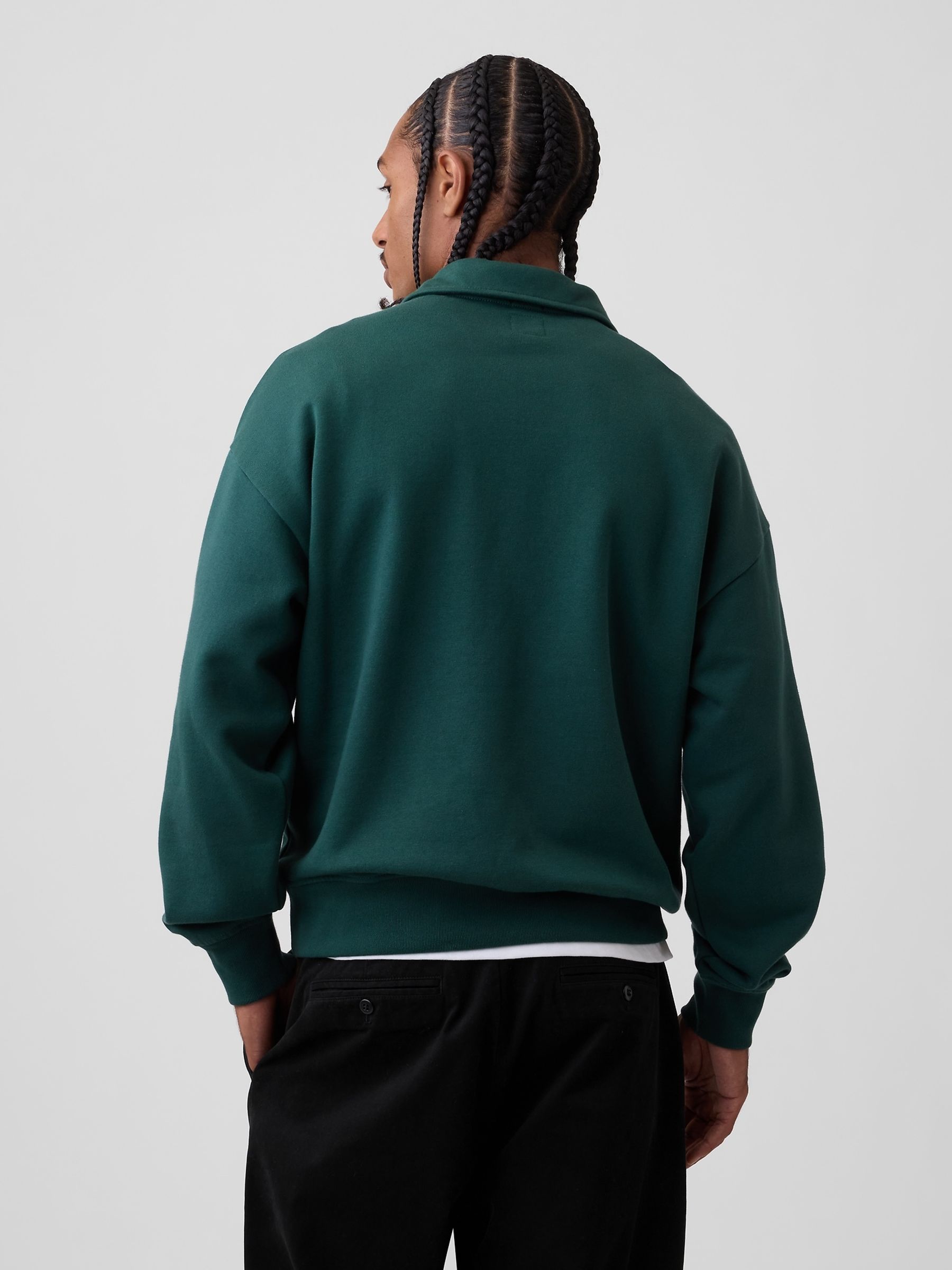 Green Heavyweight Oversized Logo Half-Zip Pullover Sweatshirt - Image 2 of 4