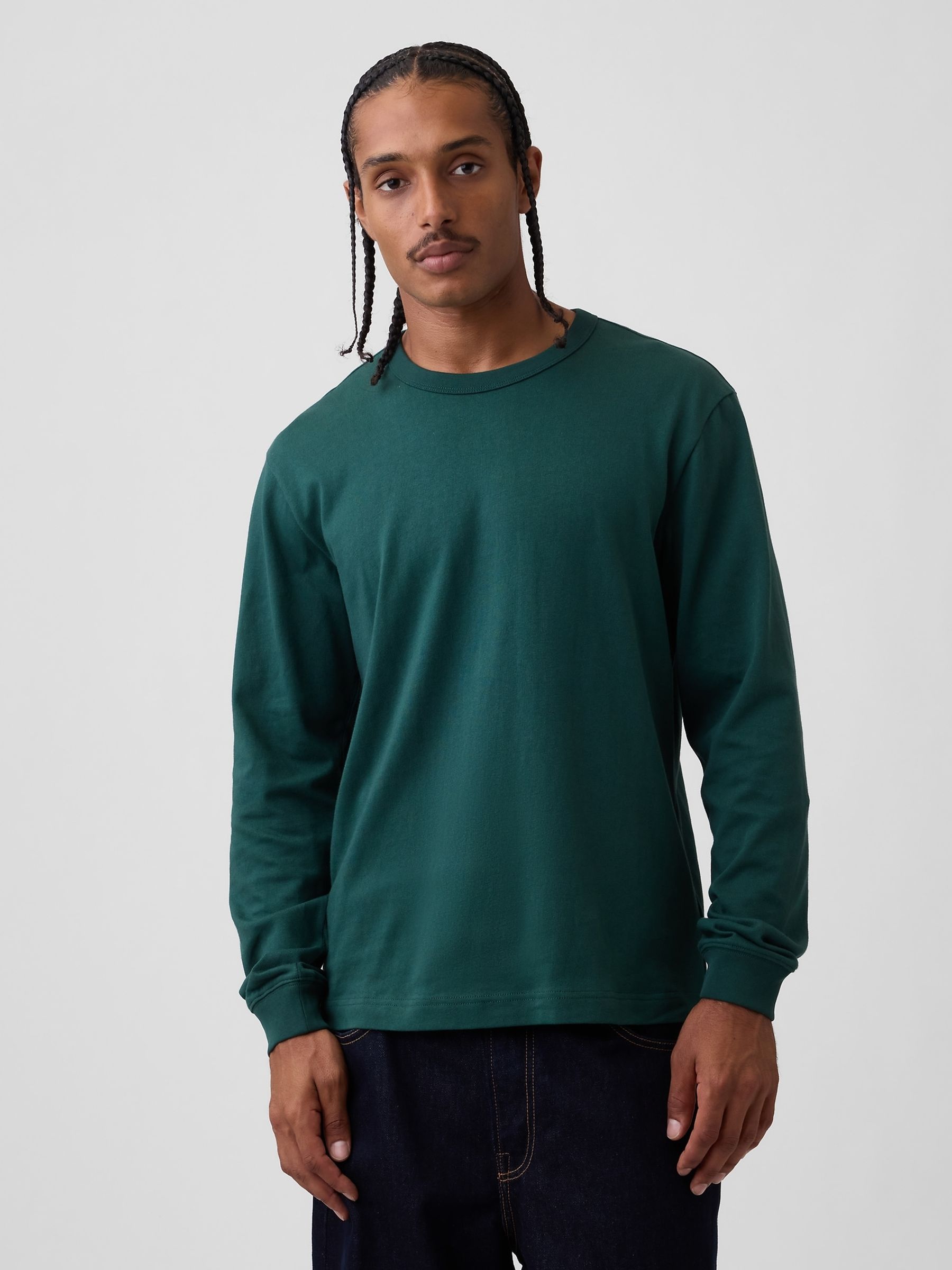 Green Heavyweight Relaxed Long Sleeve T-Shirt - Image 1 of 4