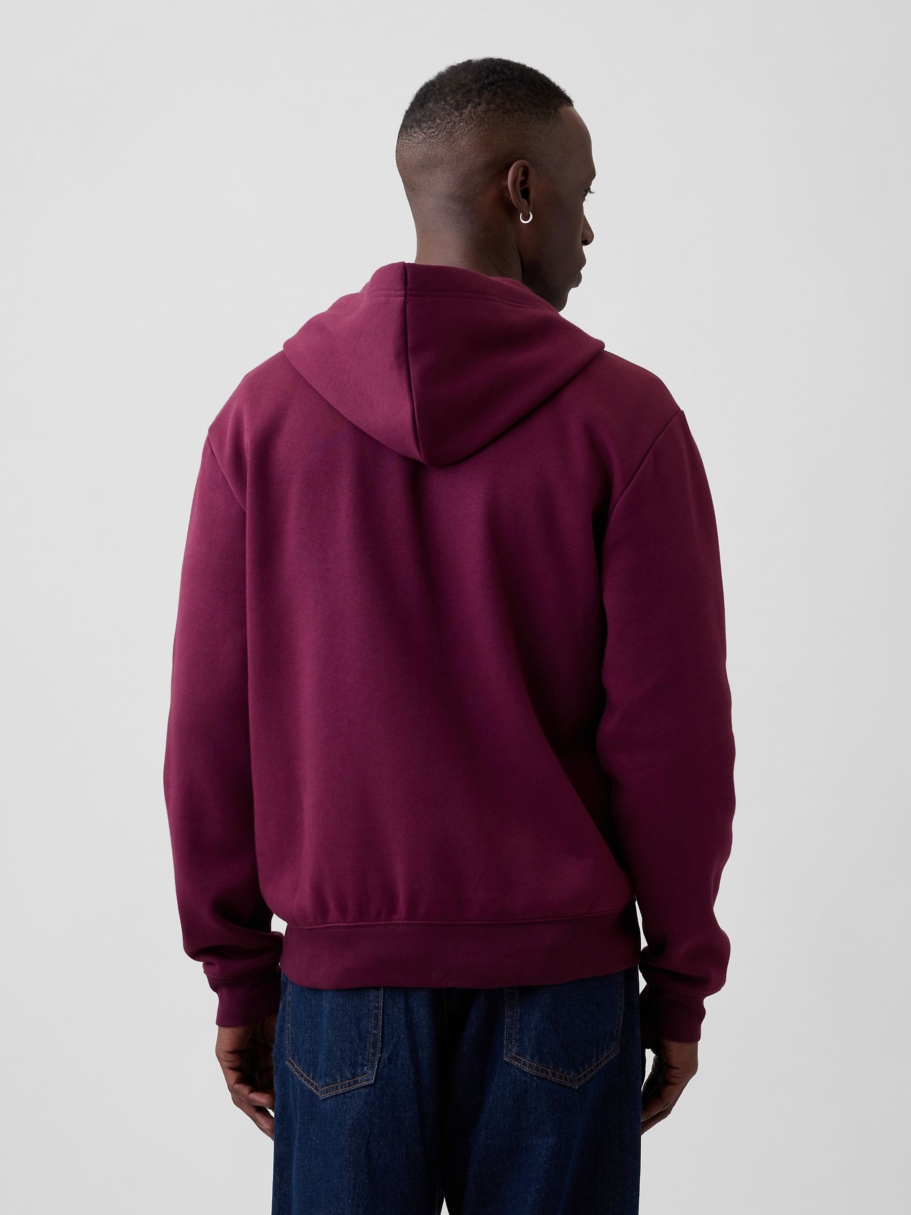 Burgundy Relaxed Logo Zip-Up Hoodie - Image 2 of 3