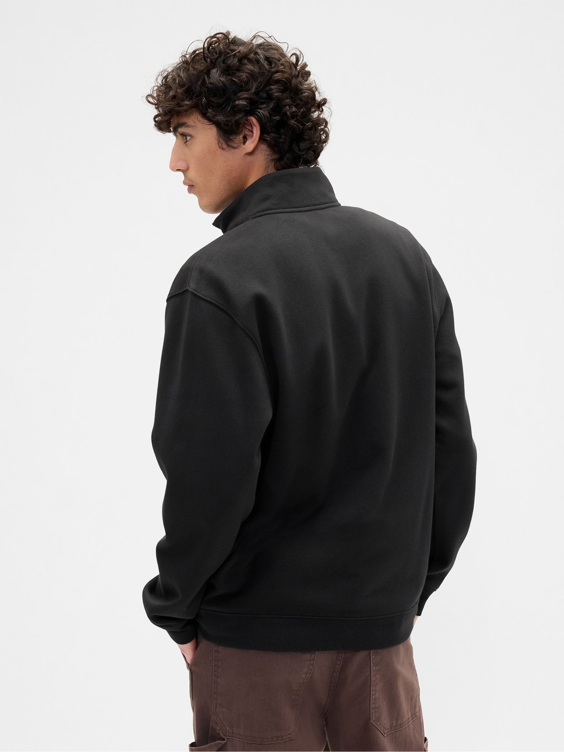Black Relaxed Logo Quarter-Zip Sweatshirt - Image 2 of 4 Black Relaxed Logo Quarter-Zip Sweatshirt - Image 2 of 4