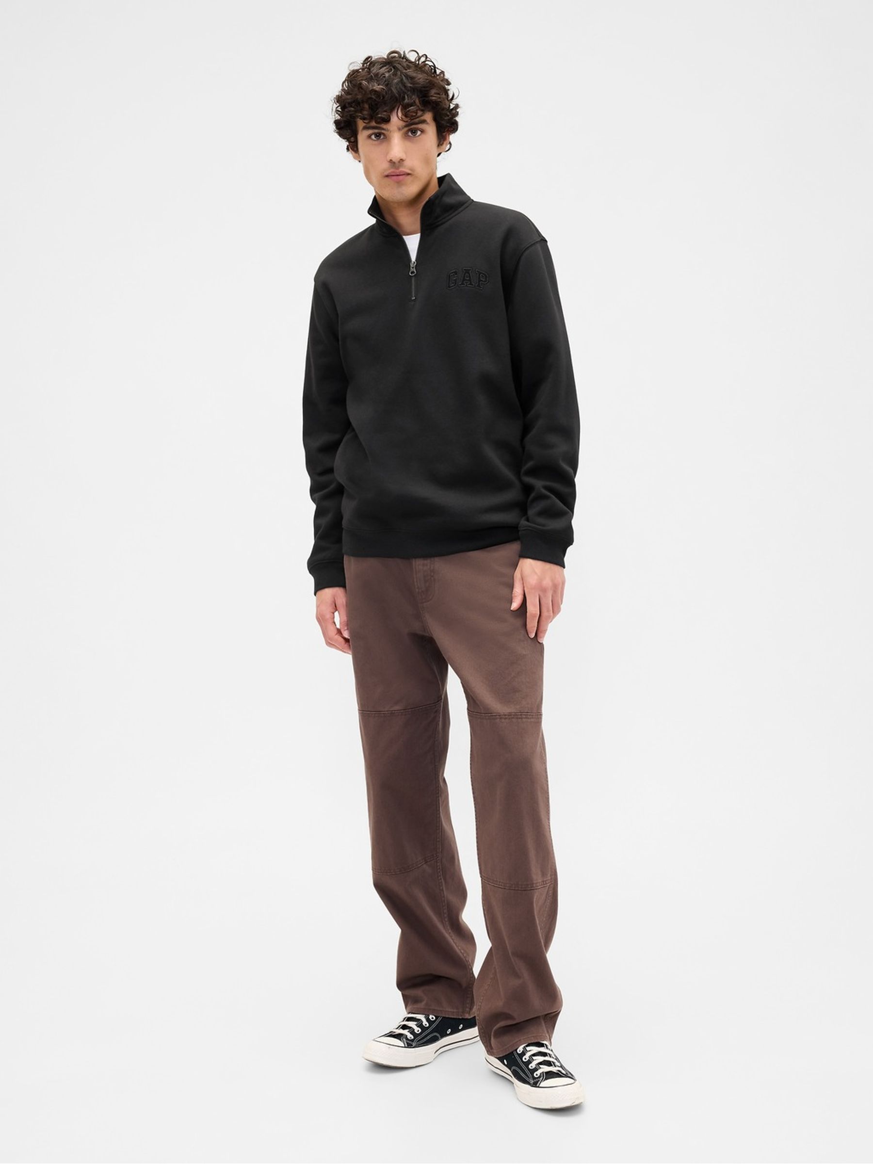 Black Relaxed Logo Quarter-Zip Sweatshirt - Image 3 of 4