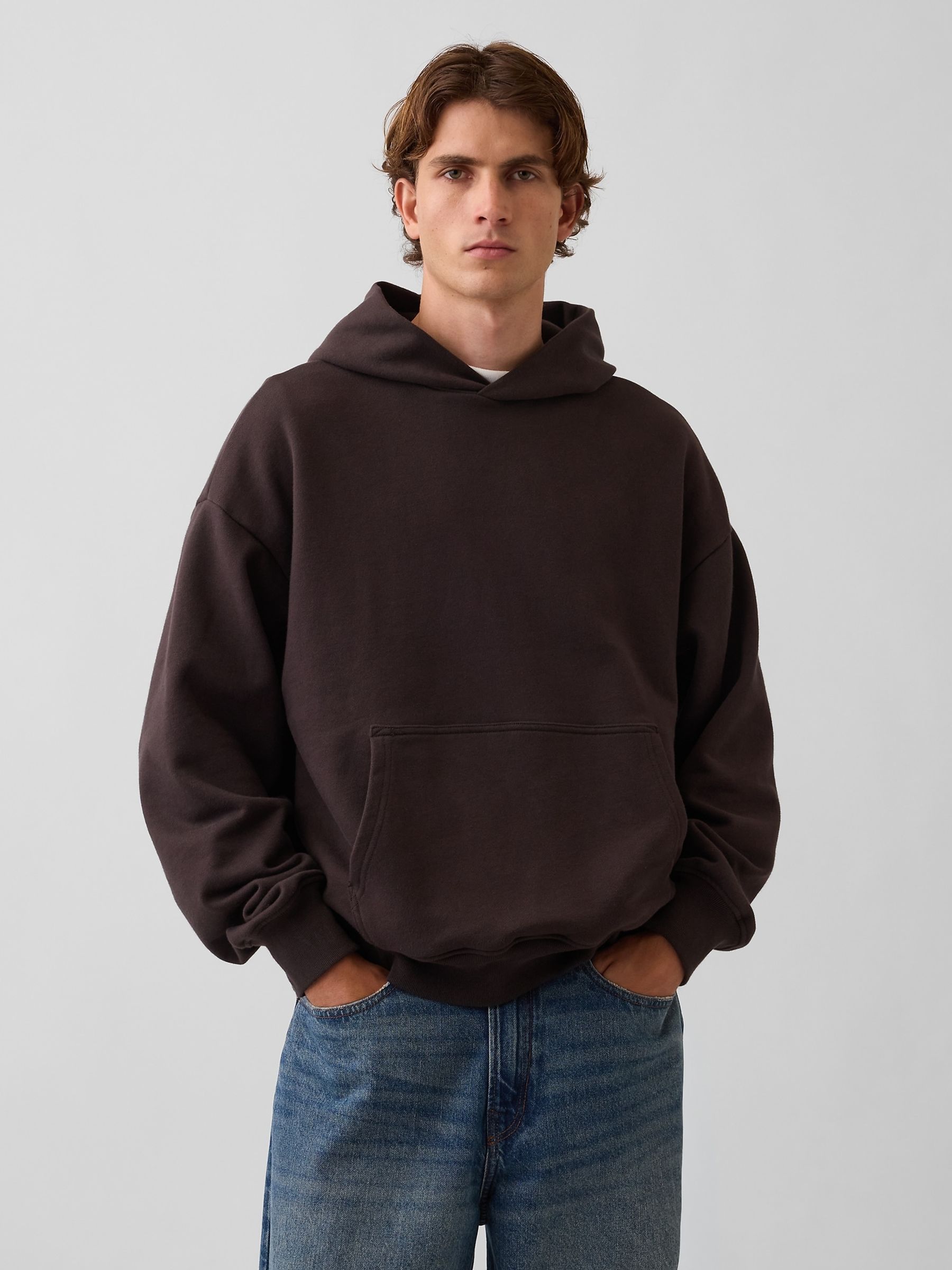 Dark Brown Heavyweight Oversized Hoodie - Image 1 of 4