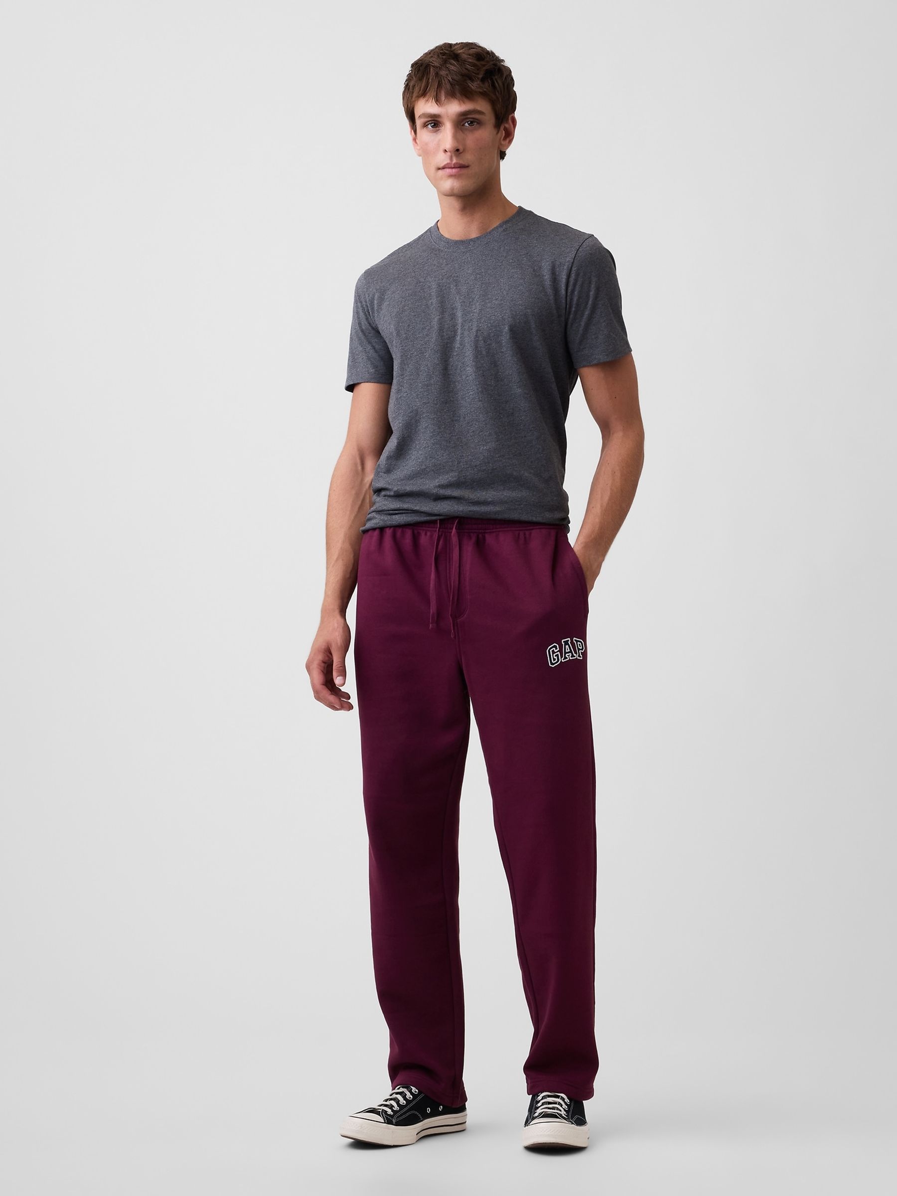 Burgundy Red Logo Straight-Leg Joggers - Image 3 of 5
