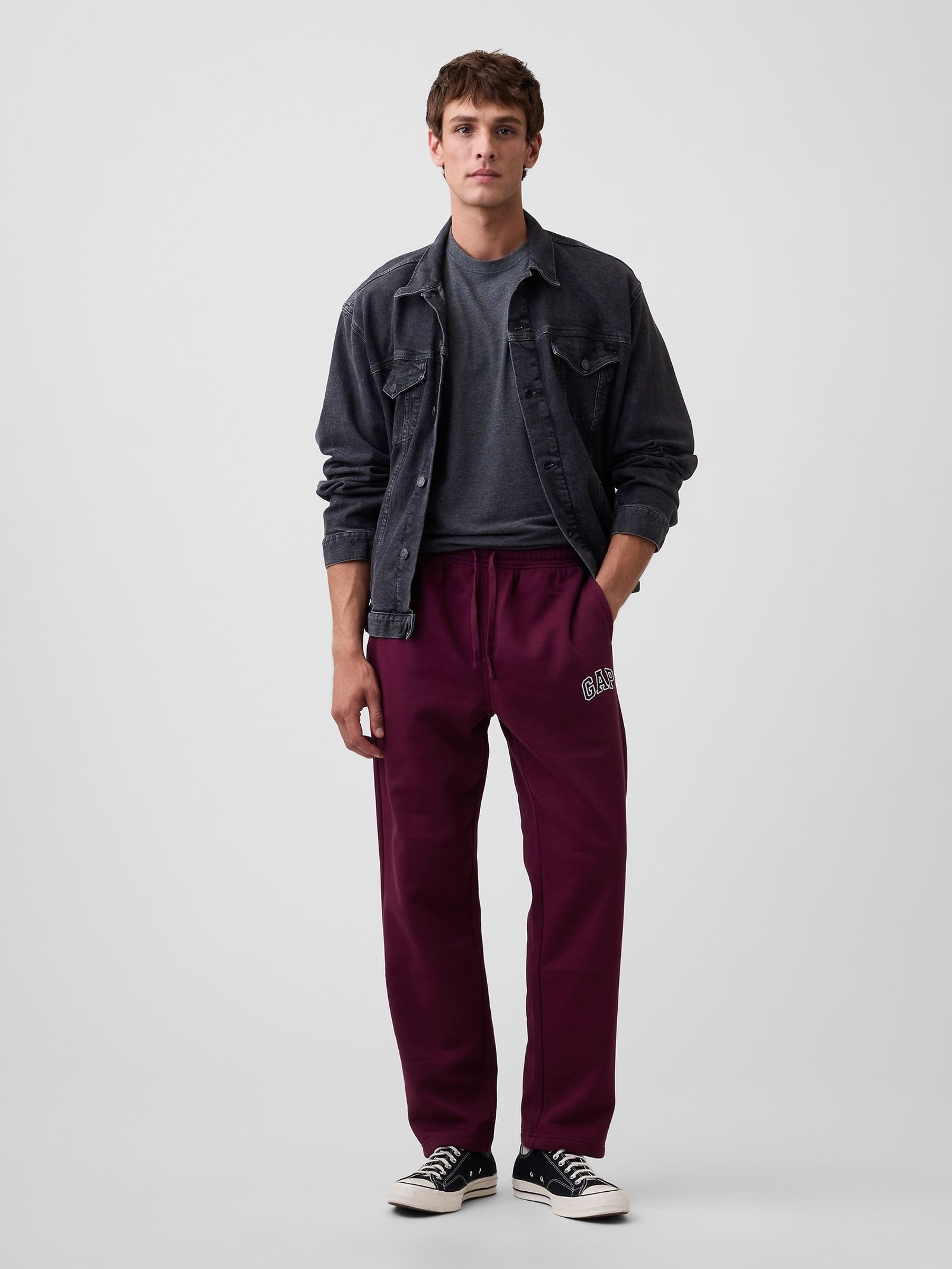 Burgundy Red Logo Straight-Leg Joggers - Image 4 of 5