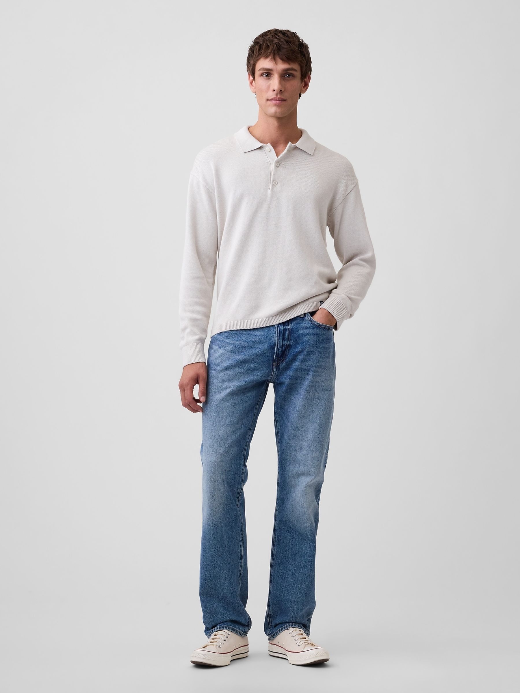 Light Grey Relaxed Polo Jumper - Image 3 of 4