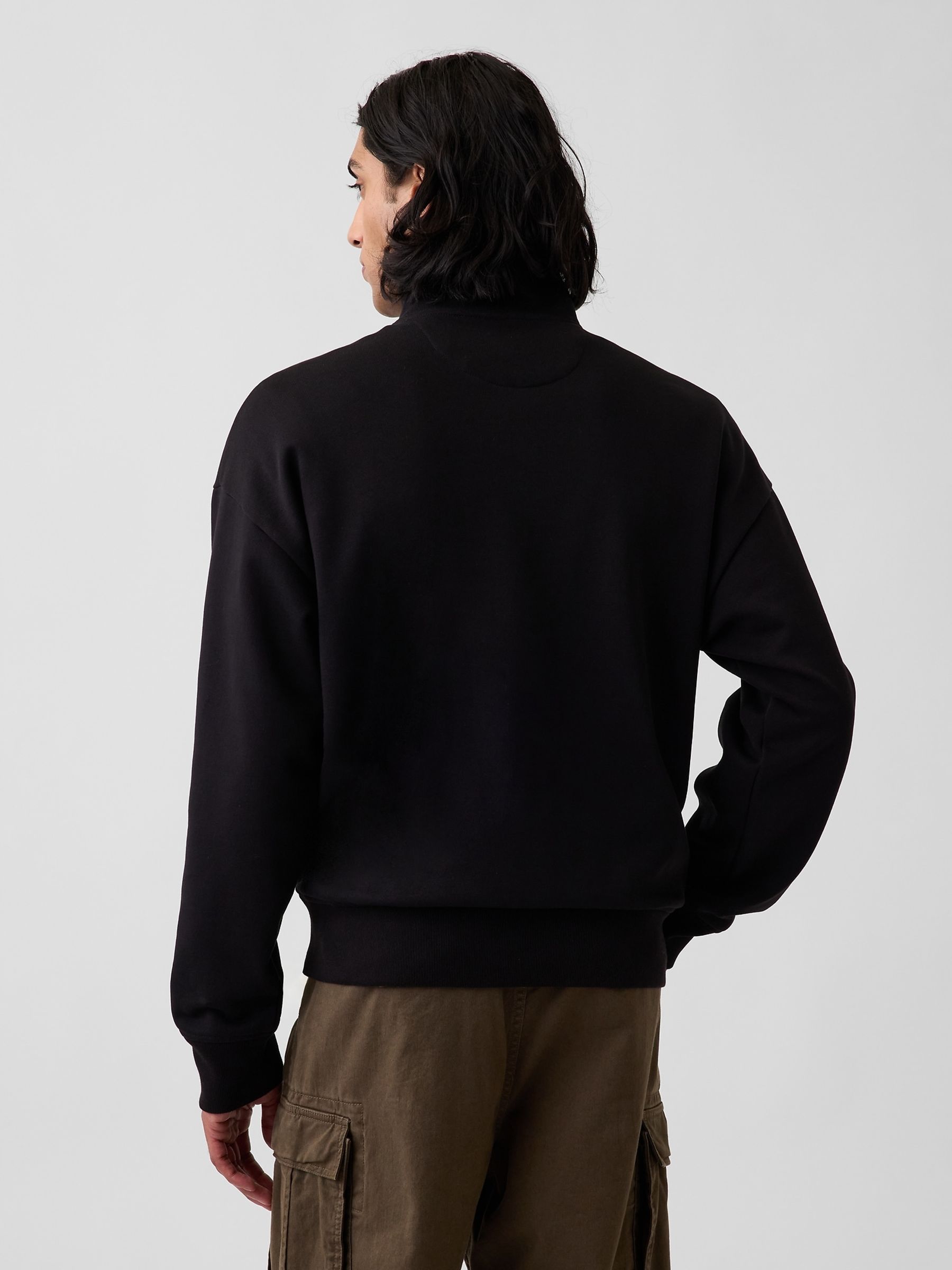 Black Heavyweight Oversized Quarter-Zip Pullover Sweatshirt - Image 2 of 4 Black Heavyweight Oversized Quarter-Zip Pullover Sweatshirt - Image 2 of 4