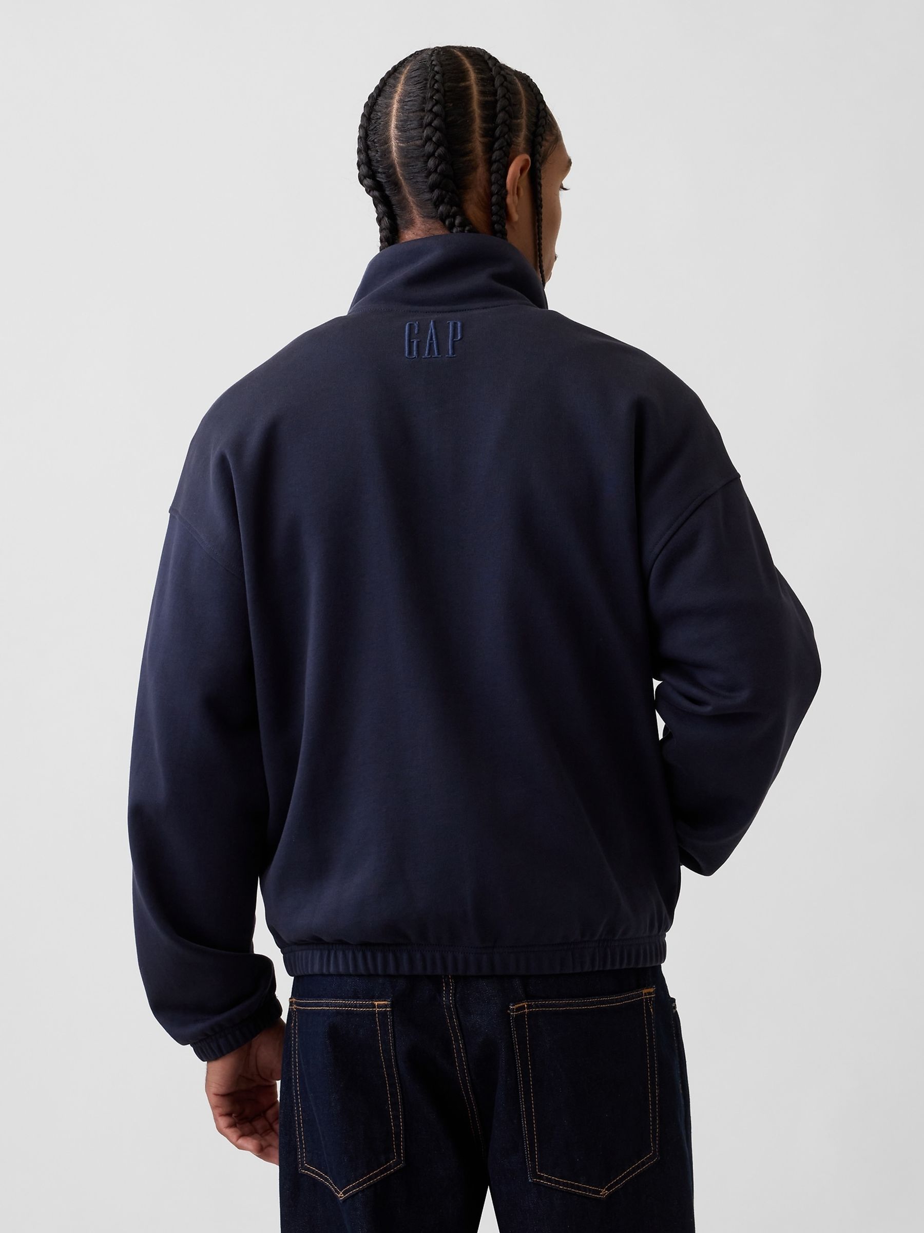 Navy Heavyweight Oversized Zip-Up Jacket - Image 2 of 4