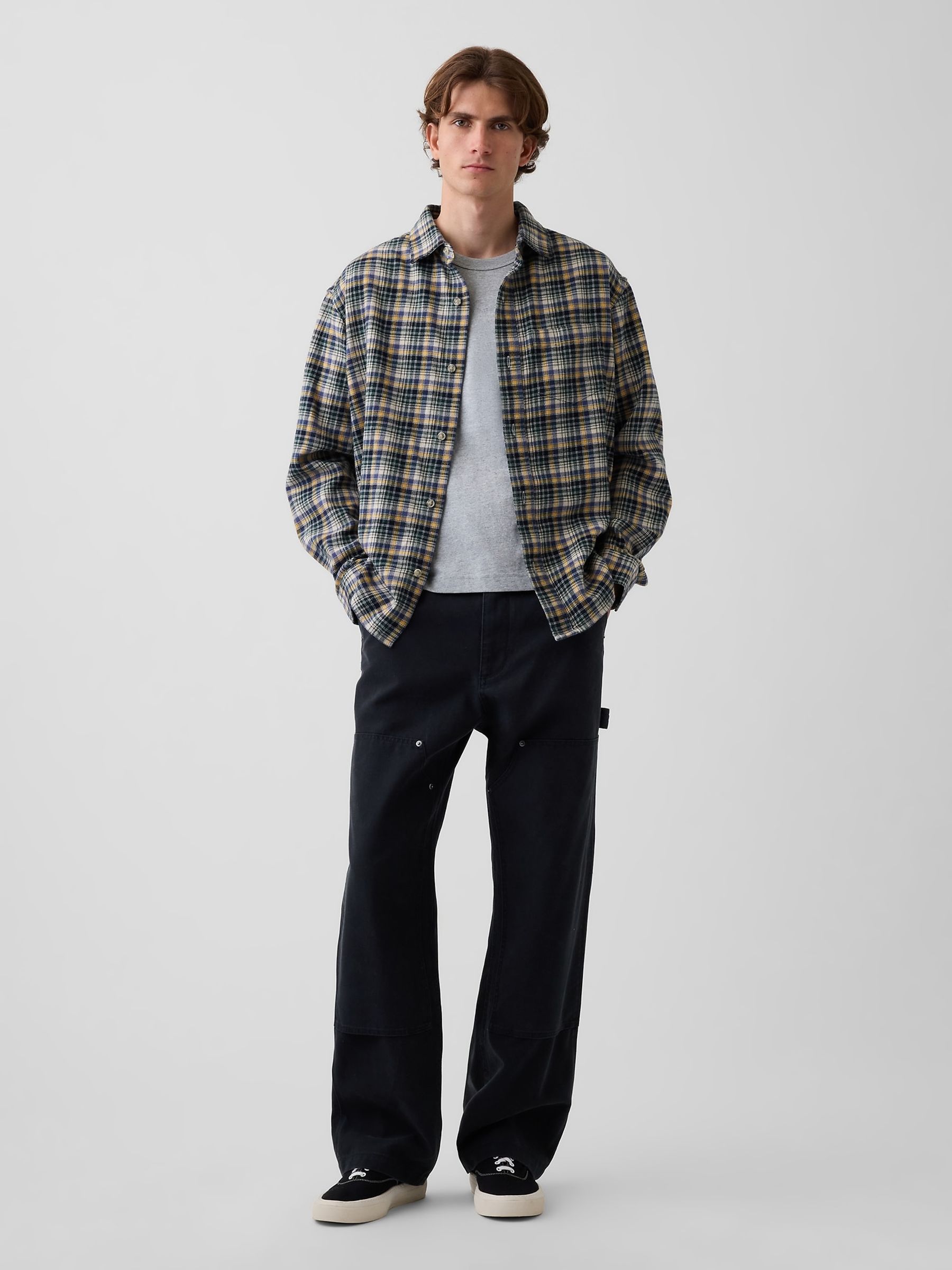 Blue/Yellow Check Relaxed Flannel Shirt - Image 3 of 4