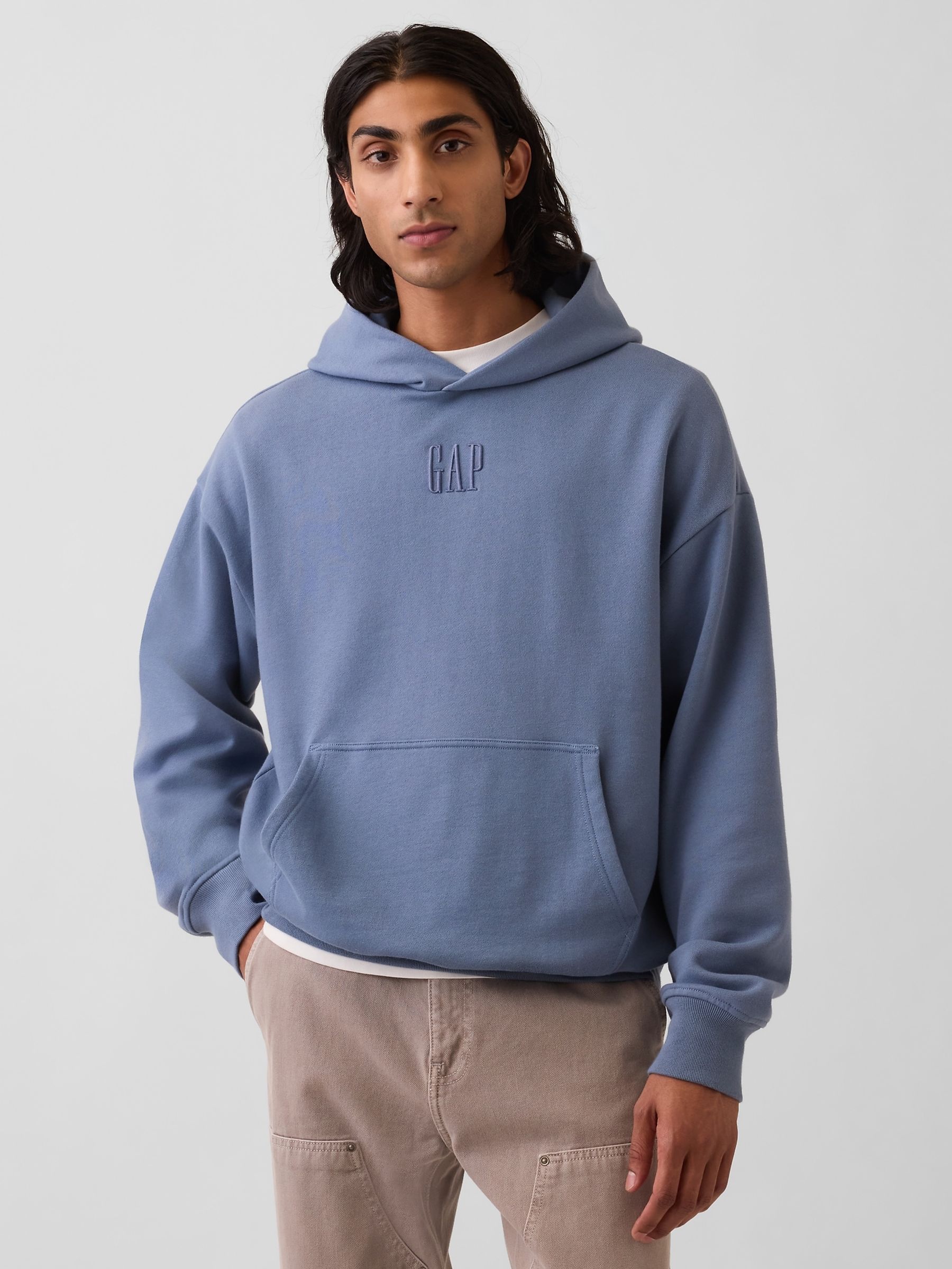 Blue Heavyweight Oversized Logo Hoodie - Image 1 of 4