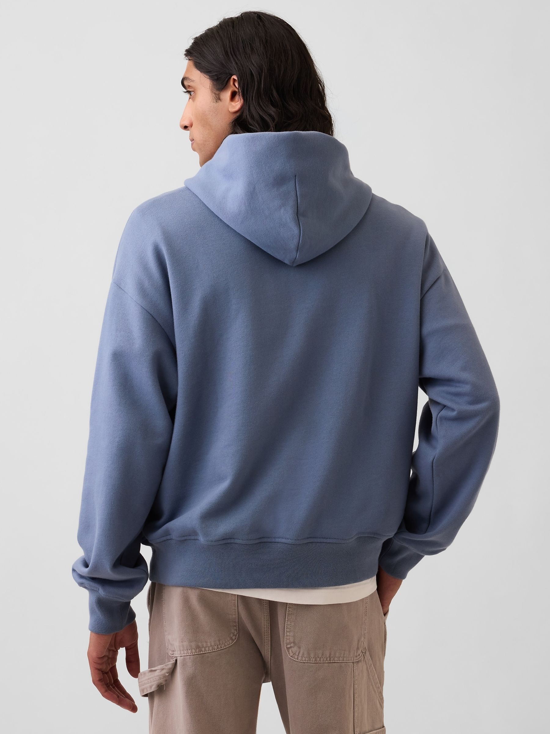 Blue Heavyweight Oversized Logo Hoodie - Image 2 of 4 Blue Heavyweight Oversized Logo Hoodie - Image 2 of 4