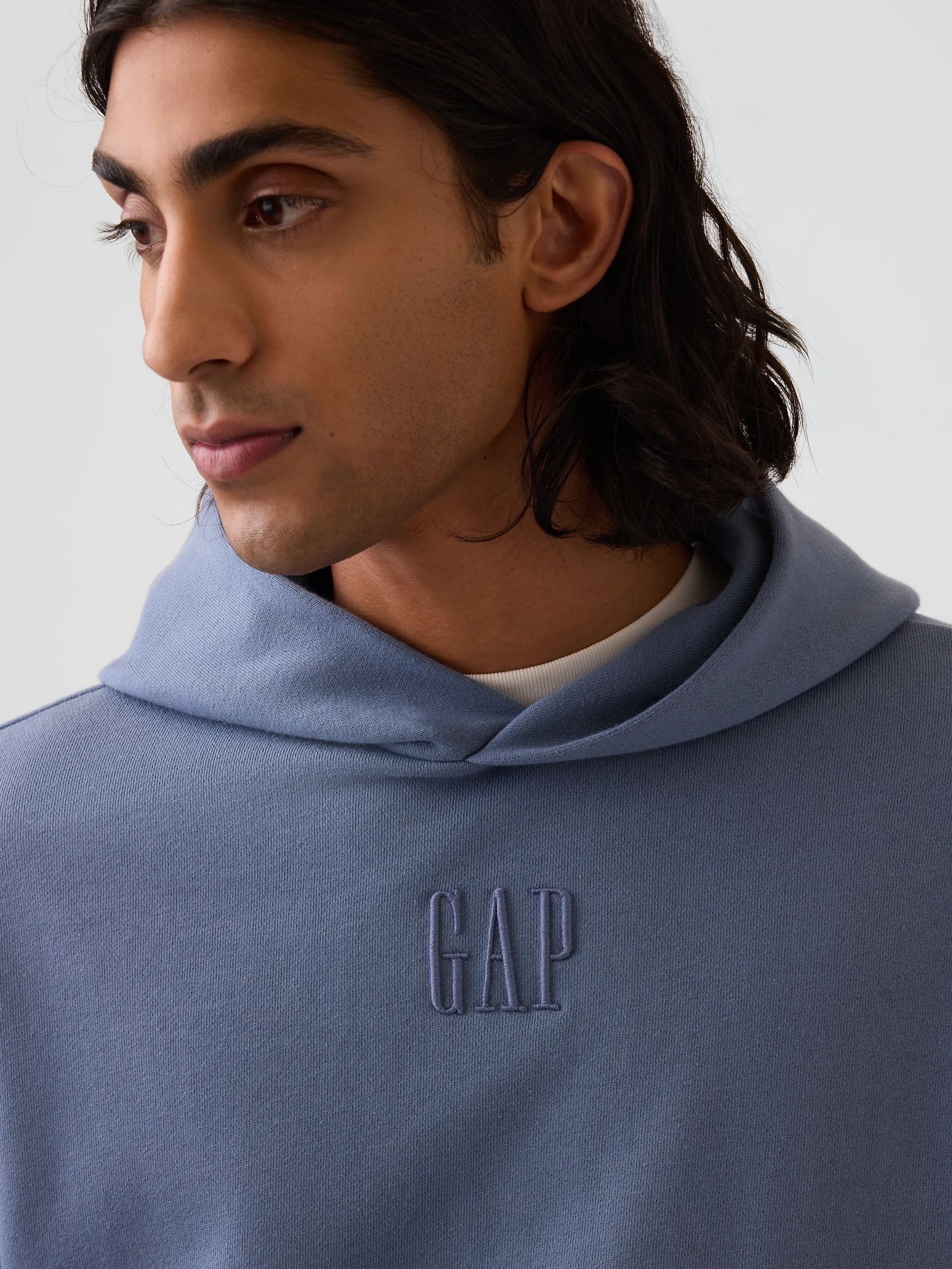 Blue Heavyweight Oversized Logo Hoodie - Image 4 of 4 Blue Heavyweight Oversized Logo Hoodie - Image 4 of 4