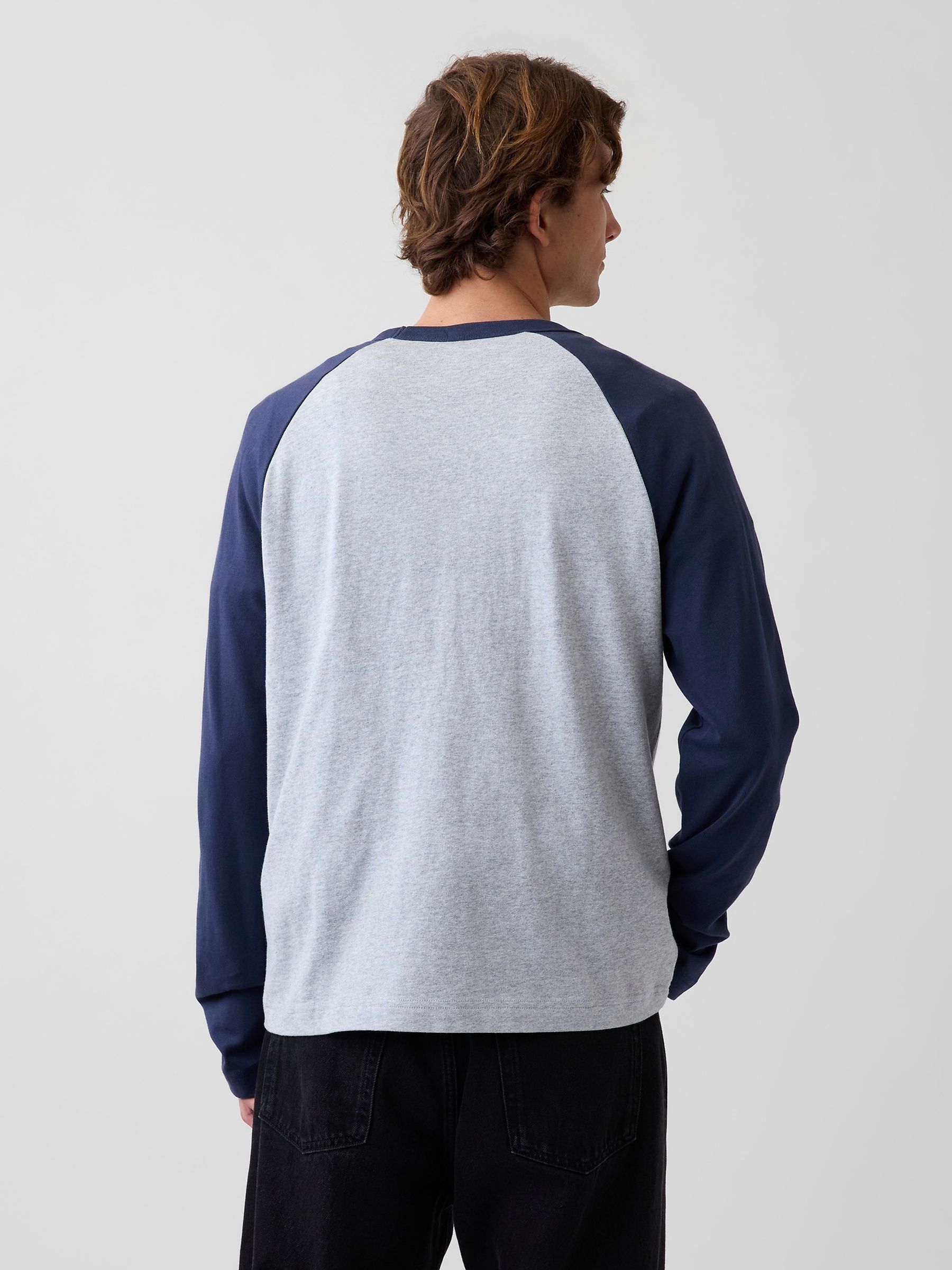 Grey/Blue Heavyweight Relaxed Long Sleeve T-Shirt - Image 2 of 4