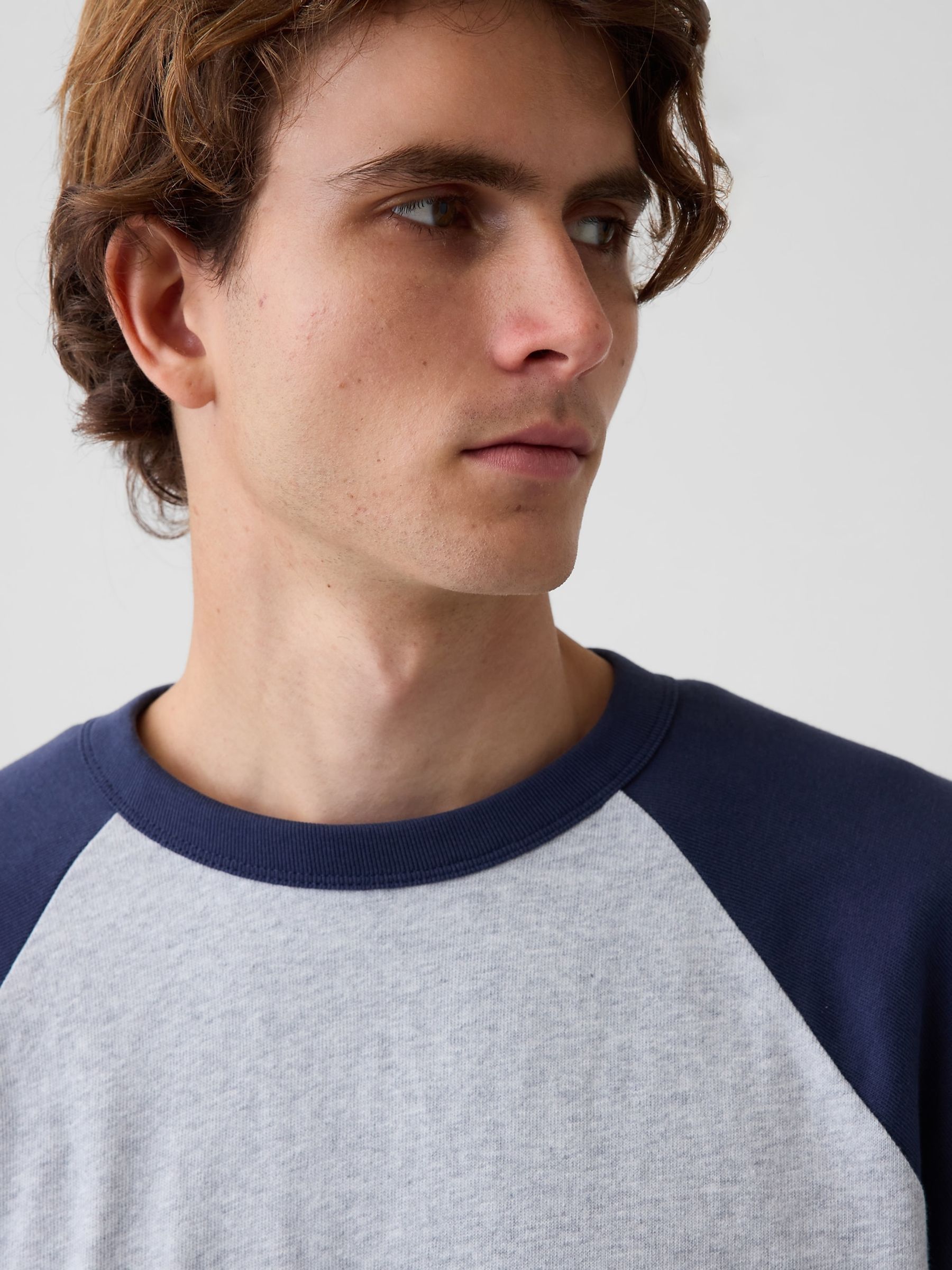 Grey/Blue Heavyweight Relaxed Long Sleeve T-Shirt - Image 4 of 4