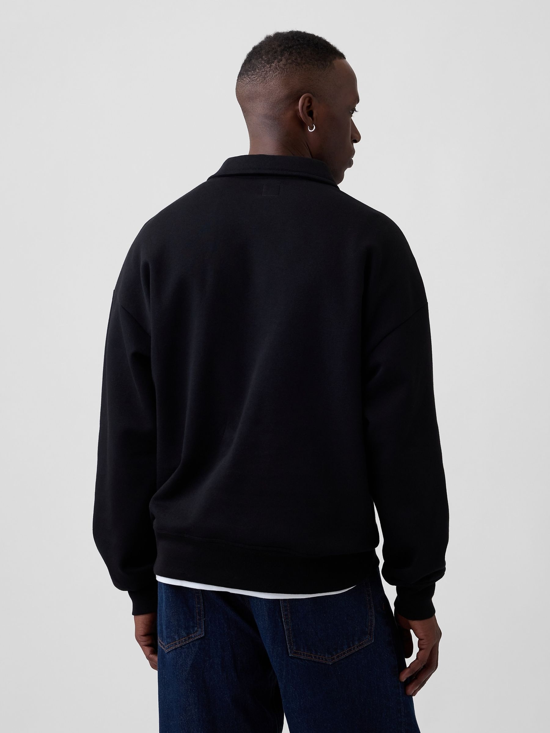 Black Oversized Logo Quarter-Zip Sweatshirt - Image 2 of 4 Black Oversized Logo Quarter-Zip Sweatshirt - Image 2 of 4