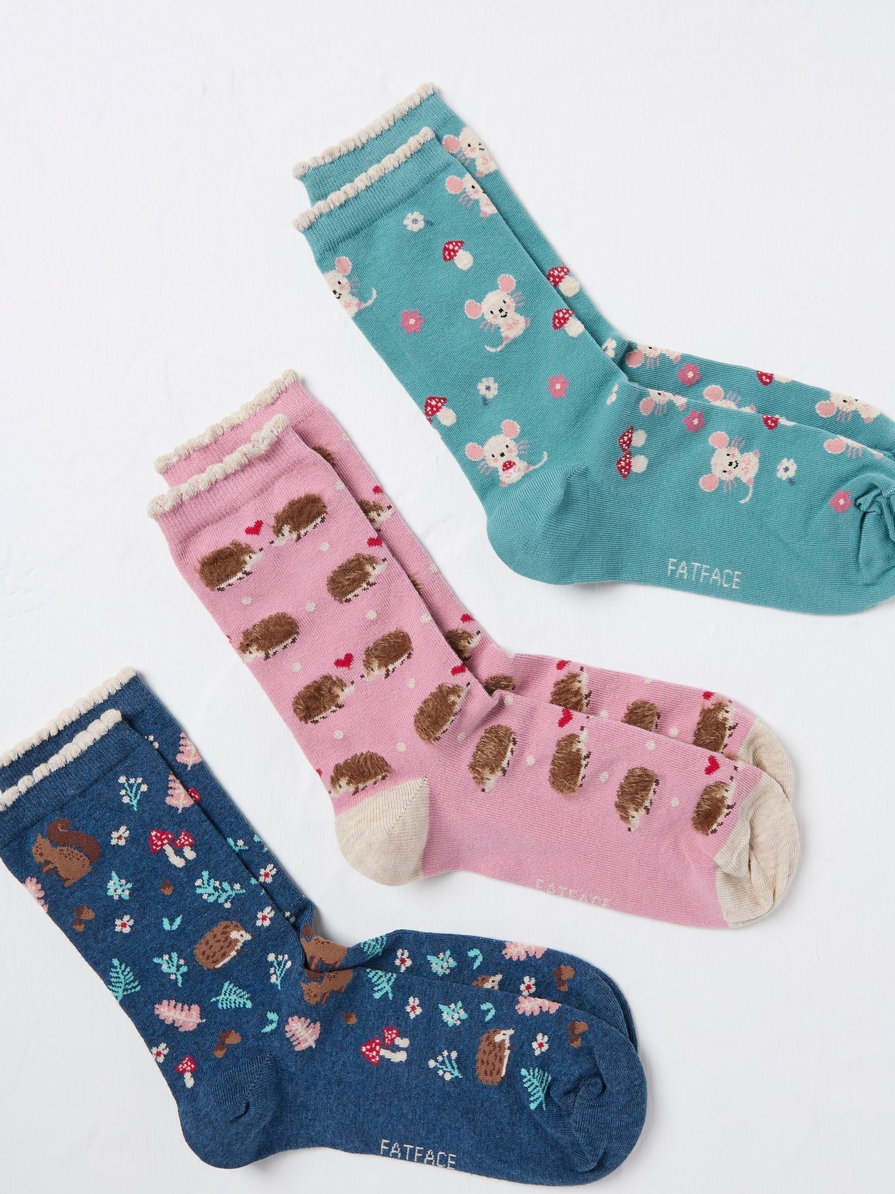 Multi Woodland Socks 3 Pack In A Box - Image 2 of 2