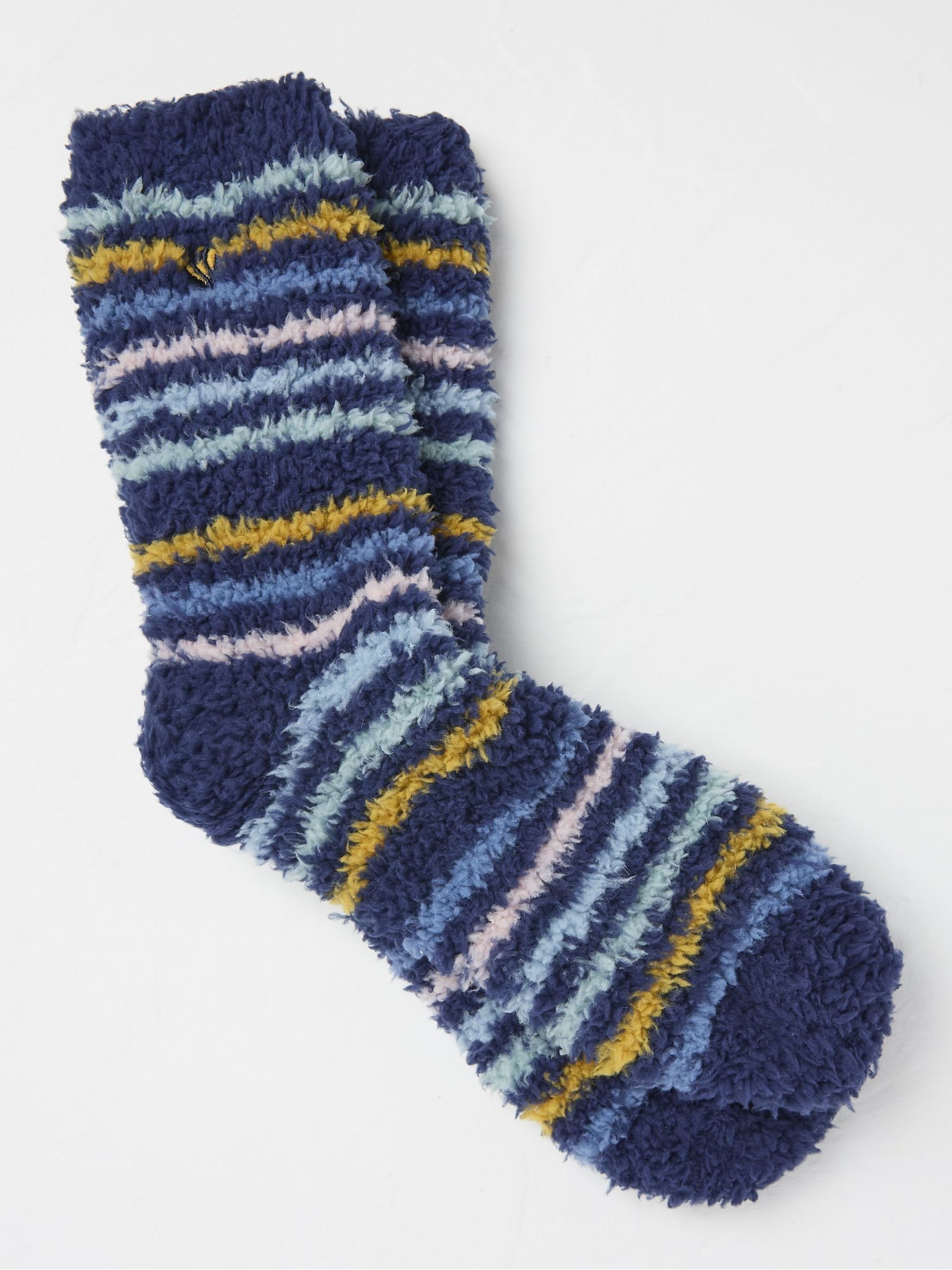 Blue Fluffy Stripe Socks - Image 1 of 2