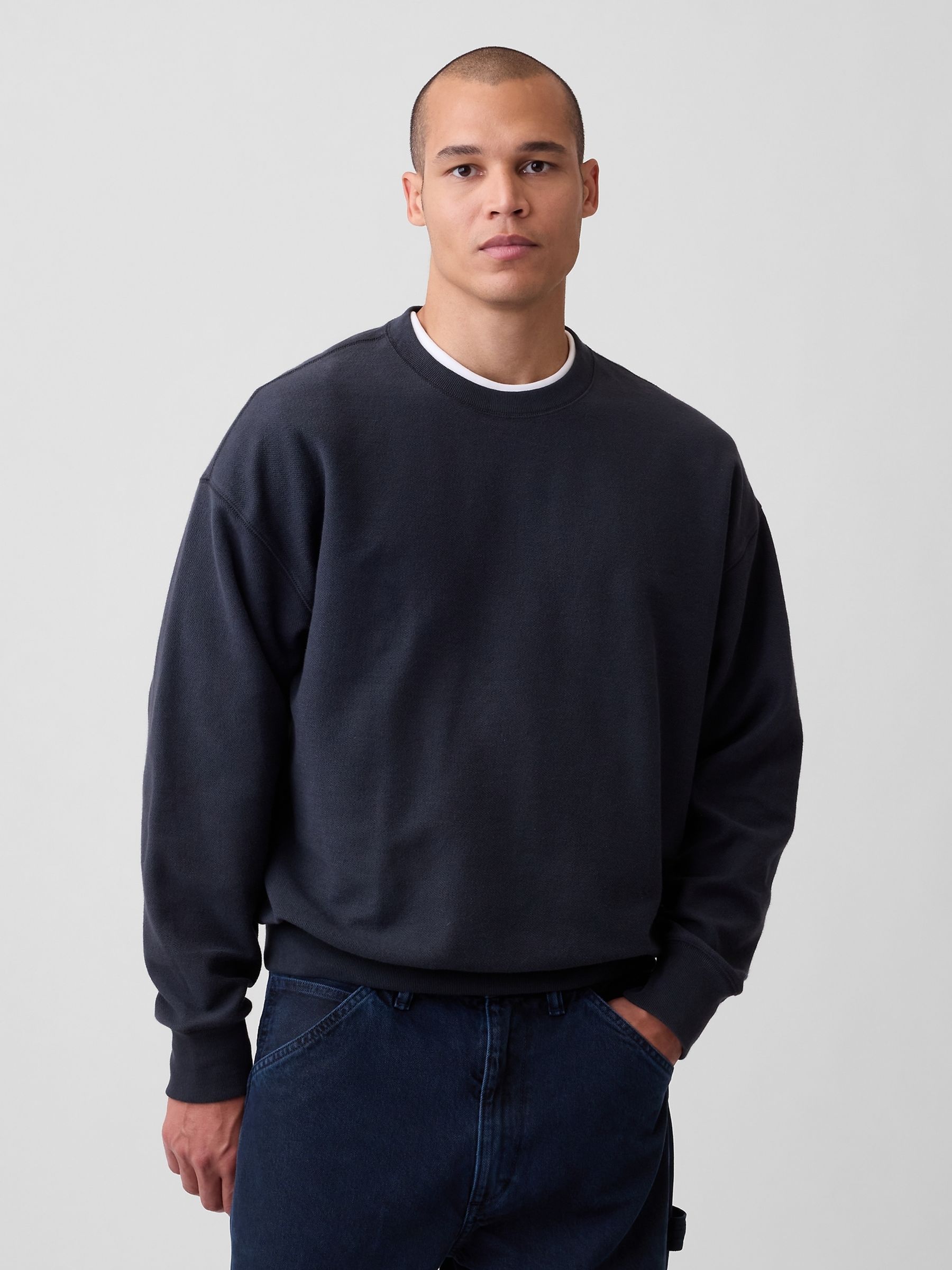 Navy Oversized Terry Sweatshirt - Image 1 of 4