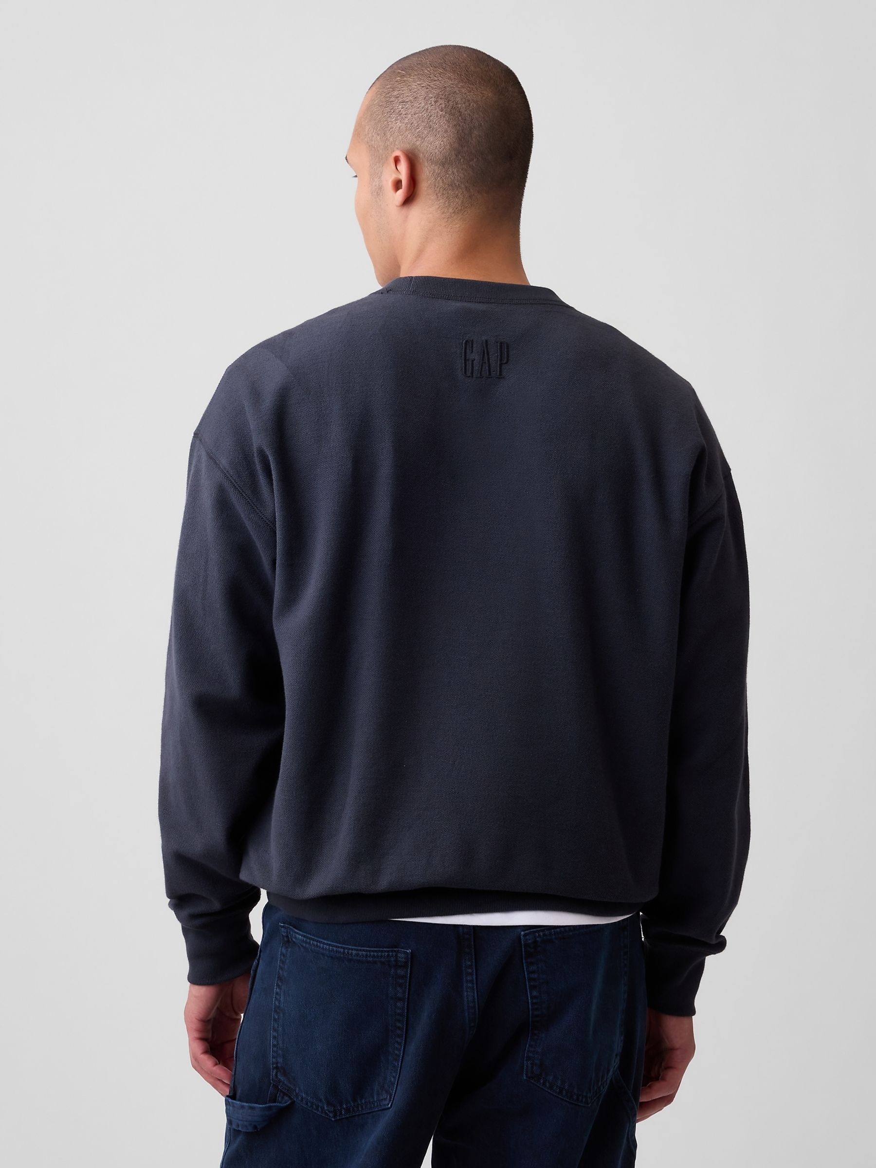 Navy Oversized Terry Sweatshirt - Image 2 of 4
