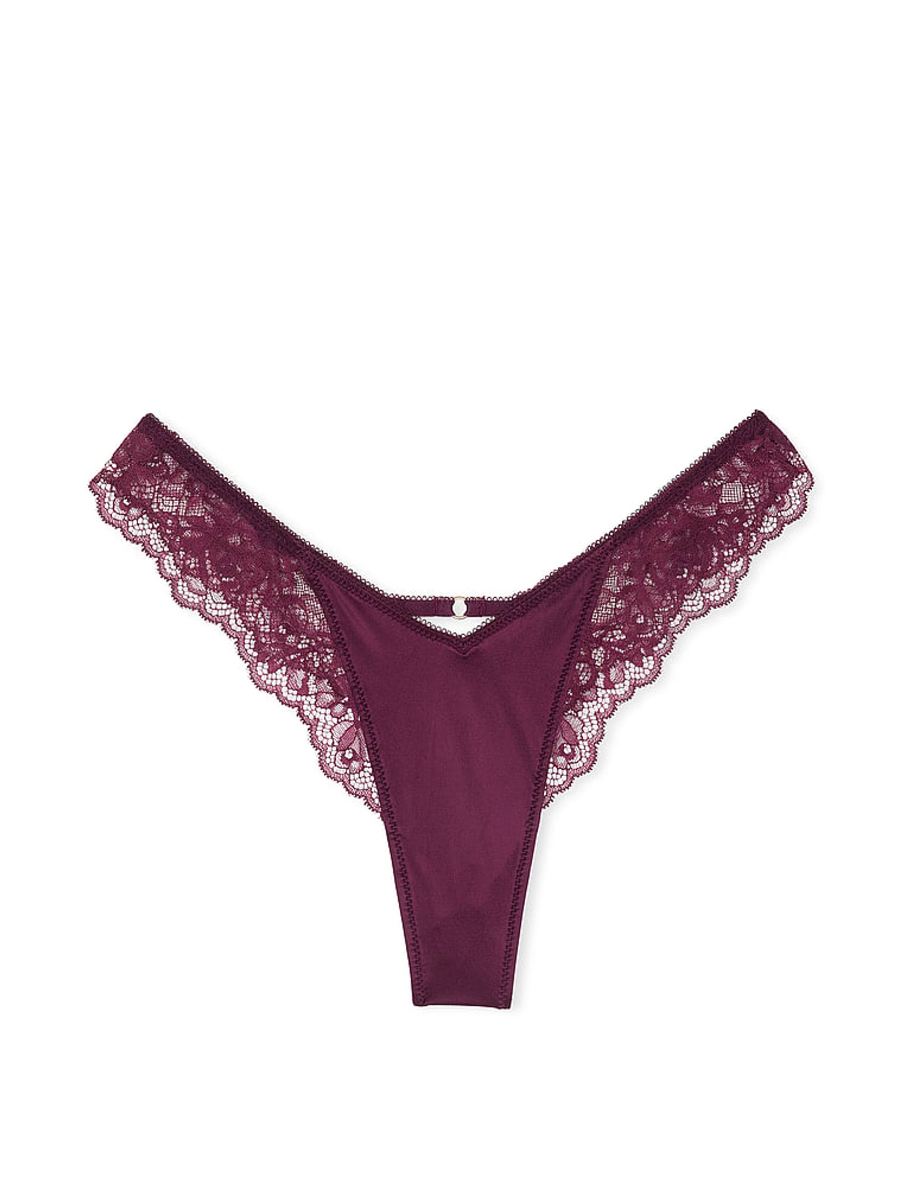 Kir Red Thong Rose Lace Trim Knickers - Image 3 of 3