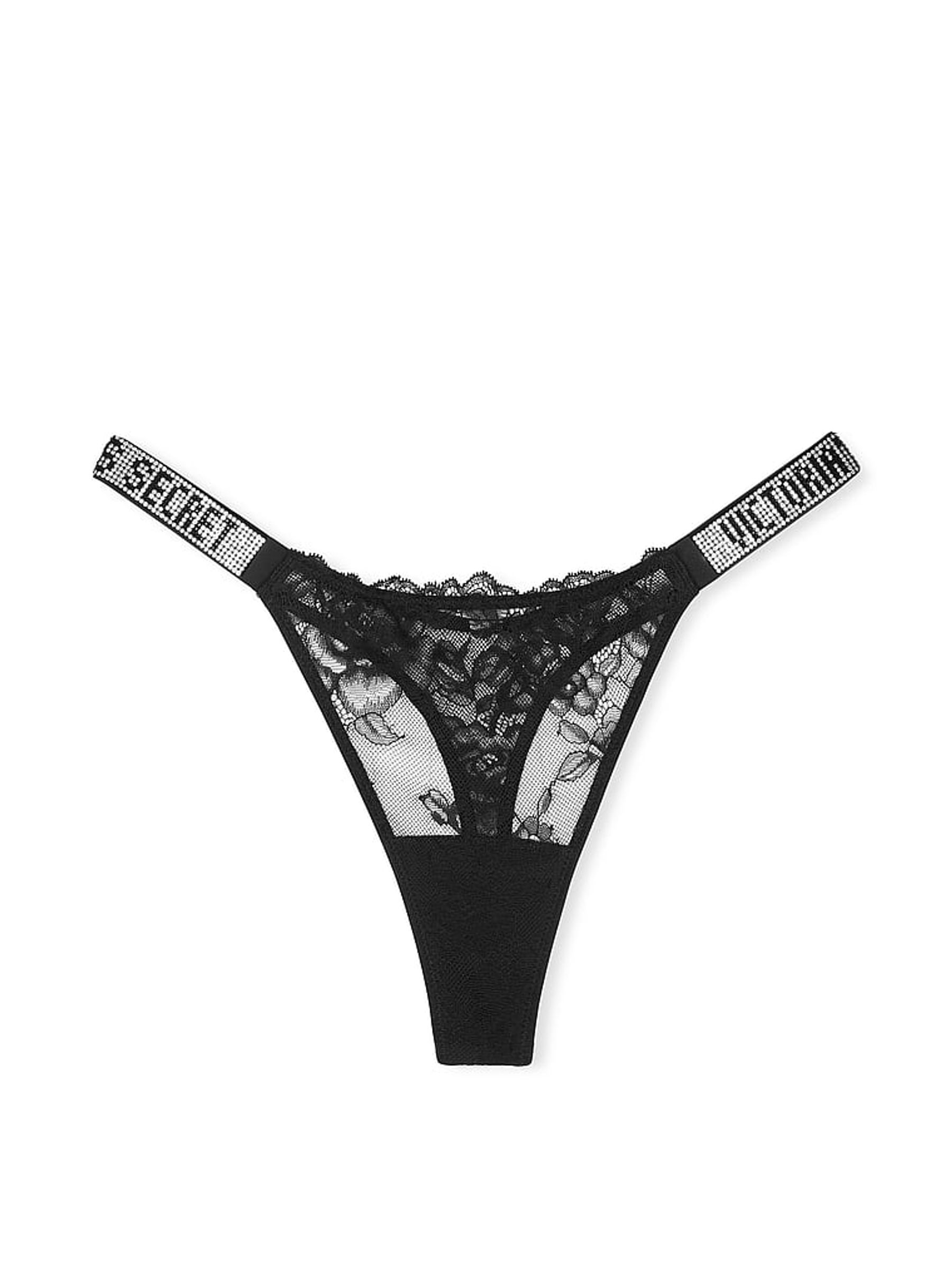 Black Thong Shine Strap Knickers - Image 3 of 3