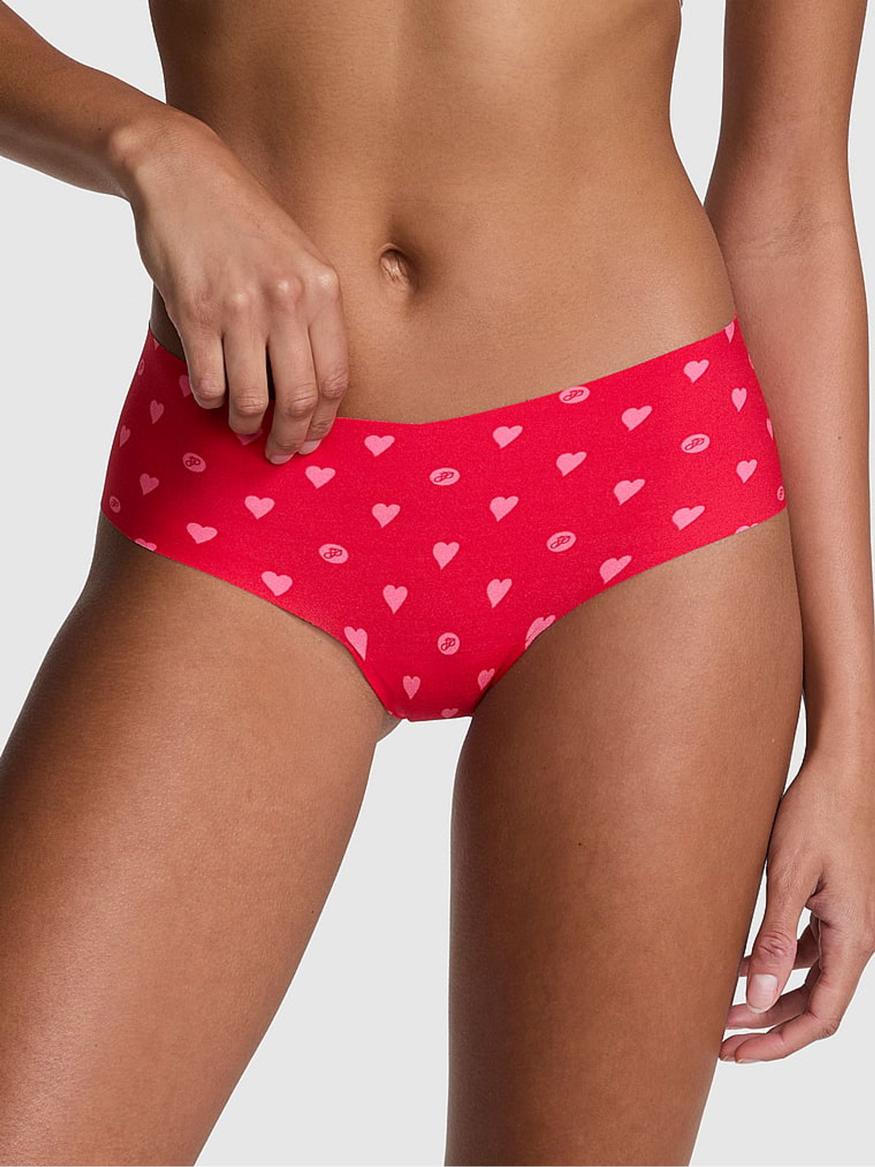 Vermillion Red Heart Cheeky No Show Cheeky Knickers - Image 1 of 3