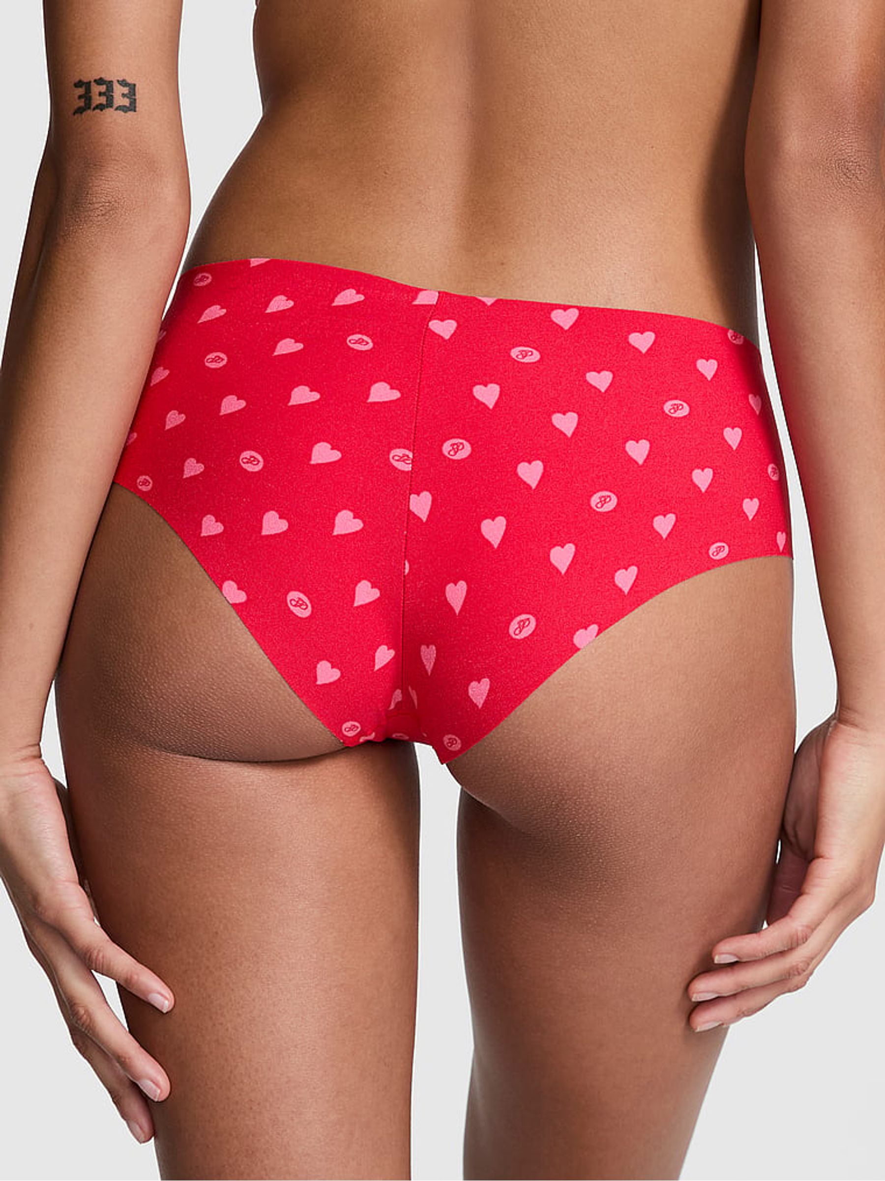 Vermillion Red Heart Cheeky No Show Cheeky Knickers - Image 2 of 3