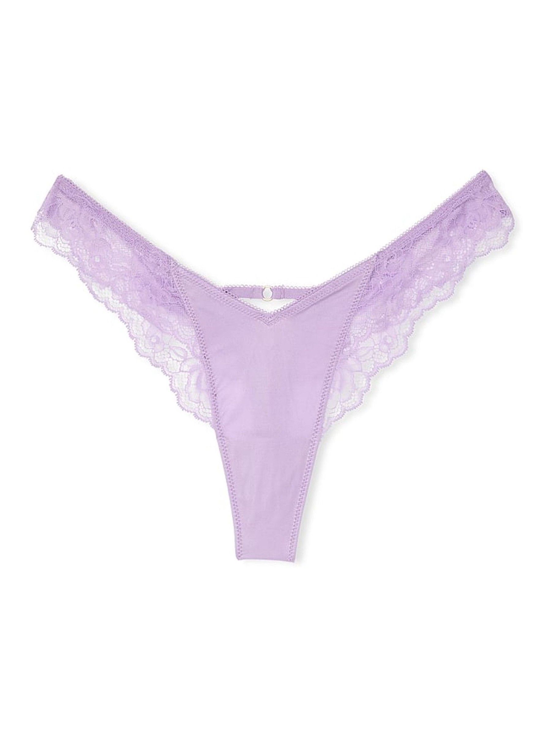 Charmed Violet Purple Thong Rose Lace Trim Knickers - Image 3 of 3