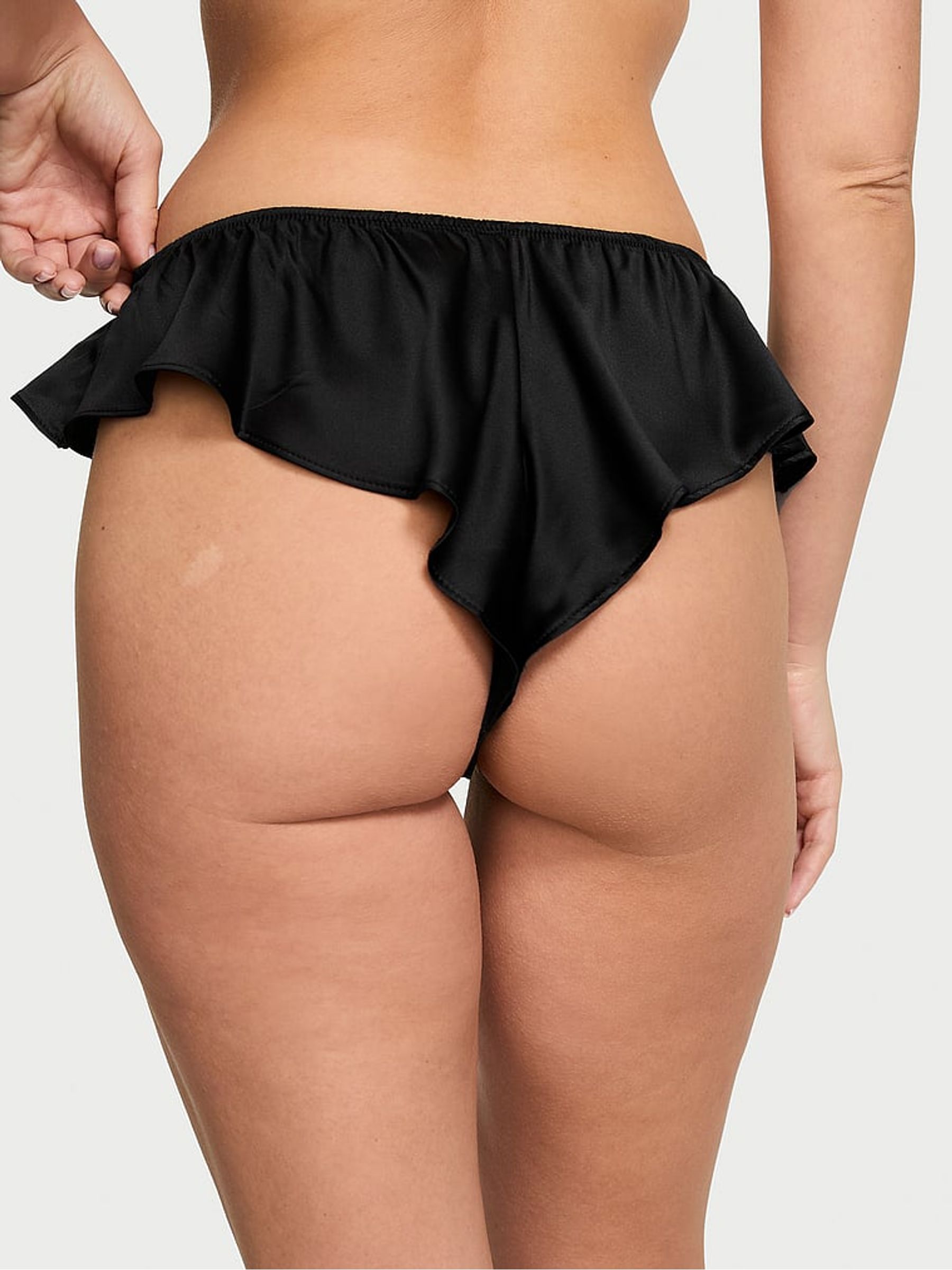 Black Satin Flutter Cheeky Knickers - Image 2 of 3