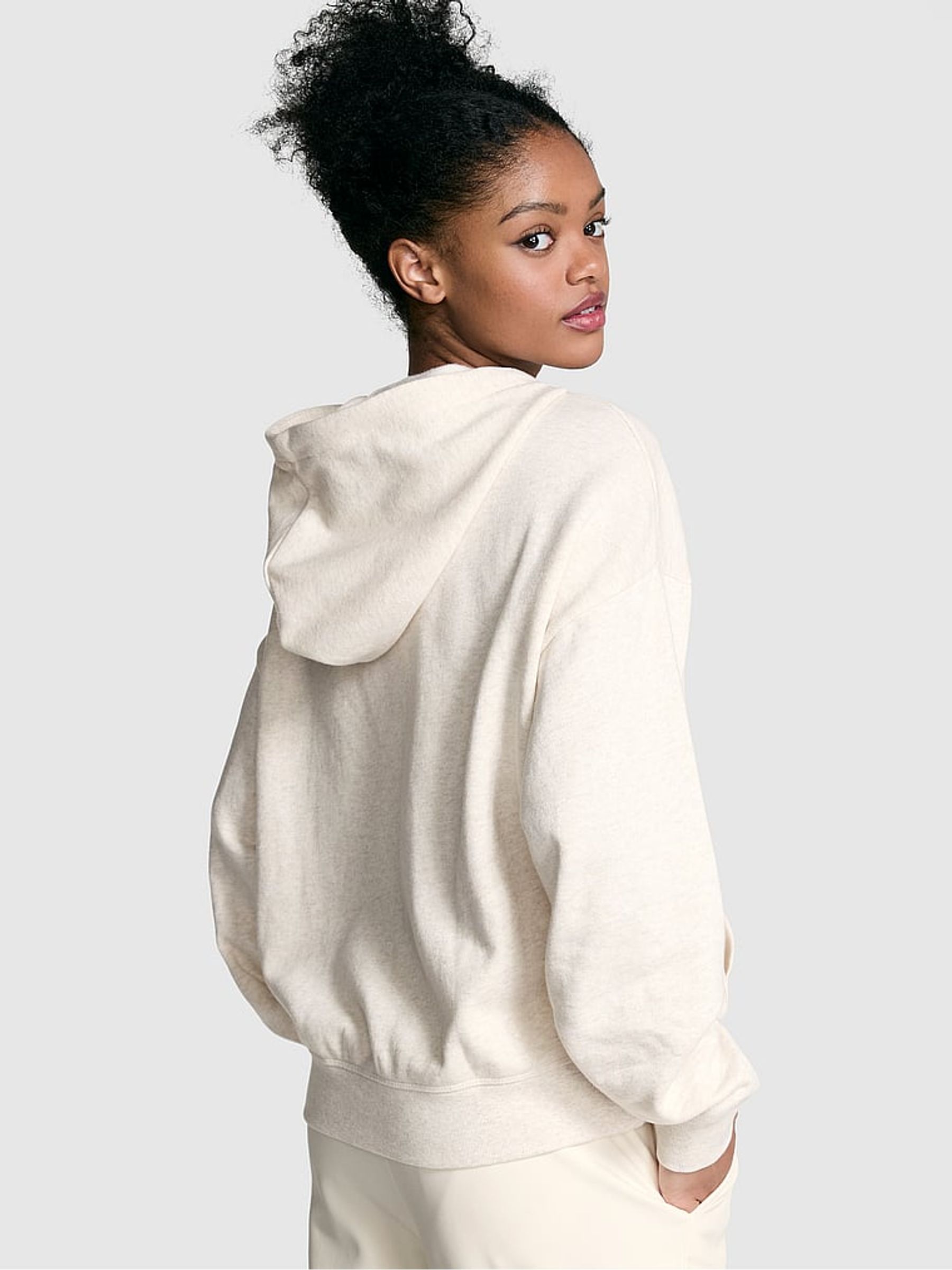 Natural Heather White Zip Up Hoodie - Image 2 of 3