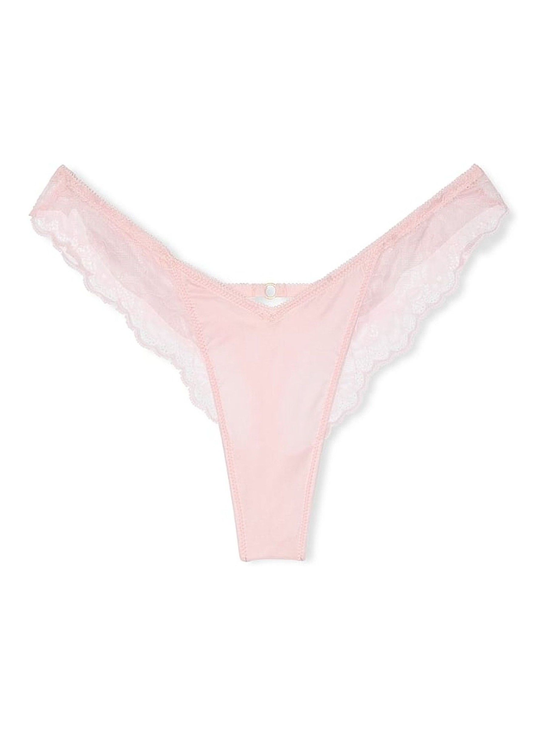 Angel Pink Thong Rose Lace Trim Knickers - Image 3 of 3