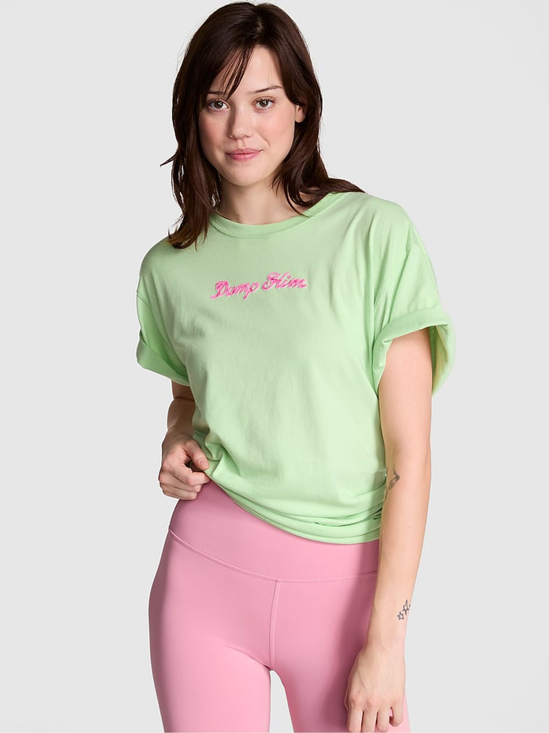 Pale Petal Green Short Sleeve Oversized T-Shirt - Image 1 of 3