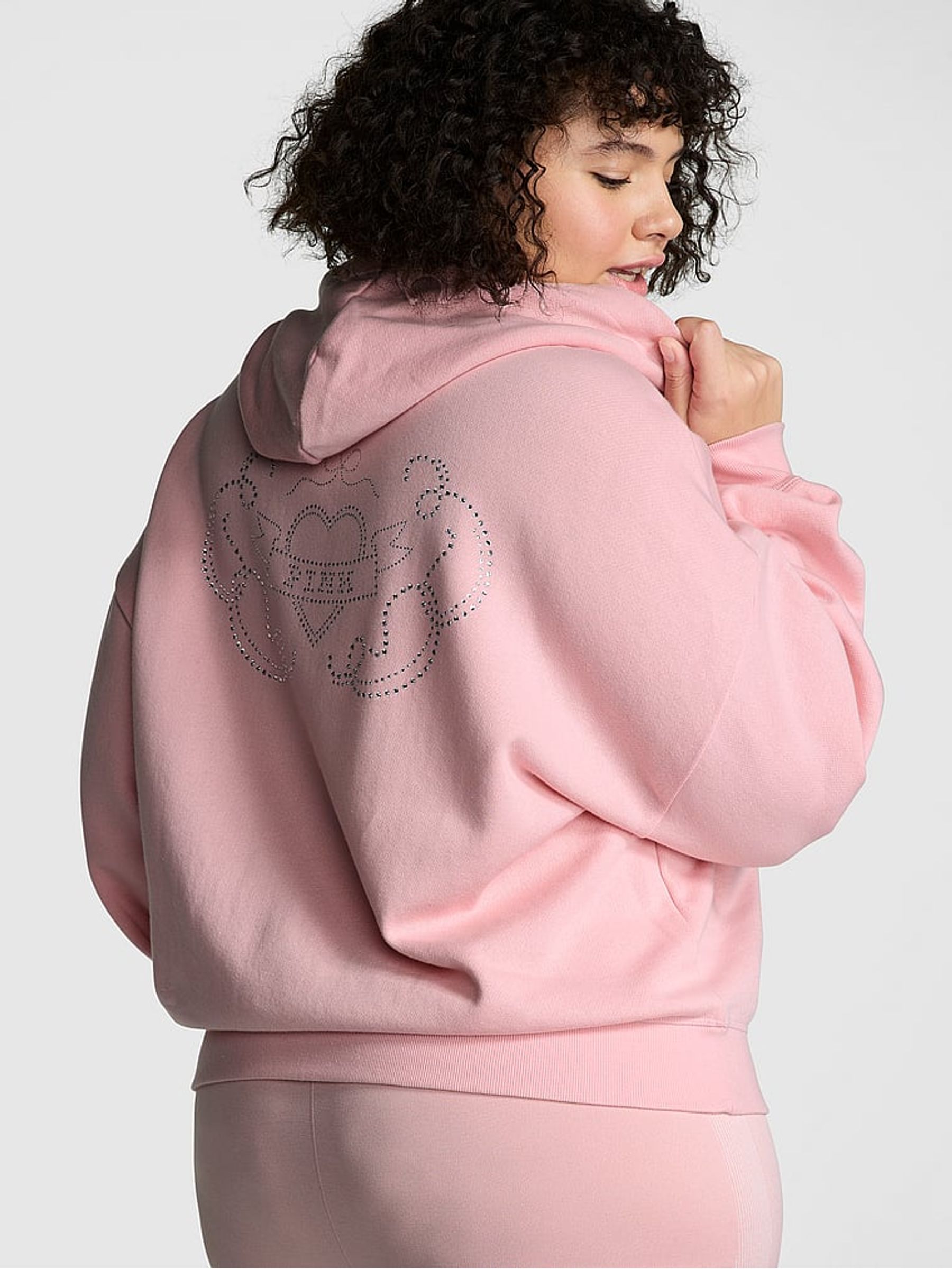 Dusk Pink Shine Zip Up Fleece Hoodie - Image 2 of 4