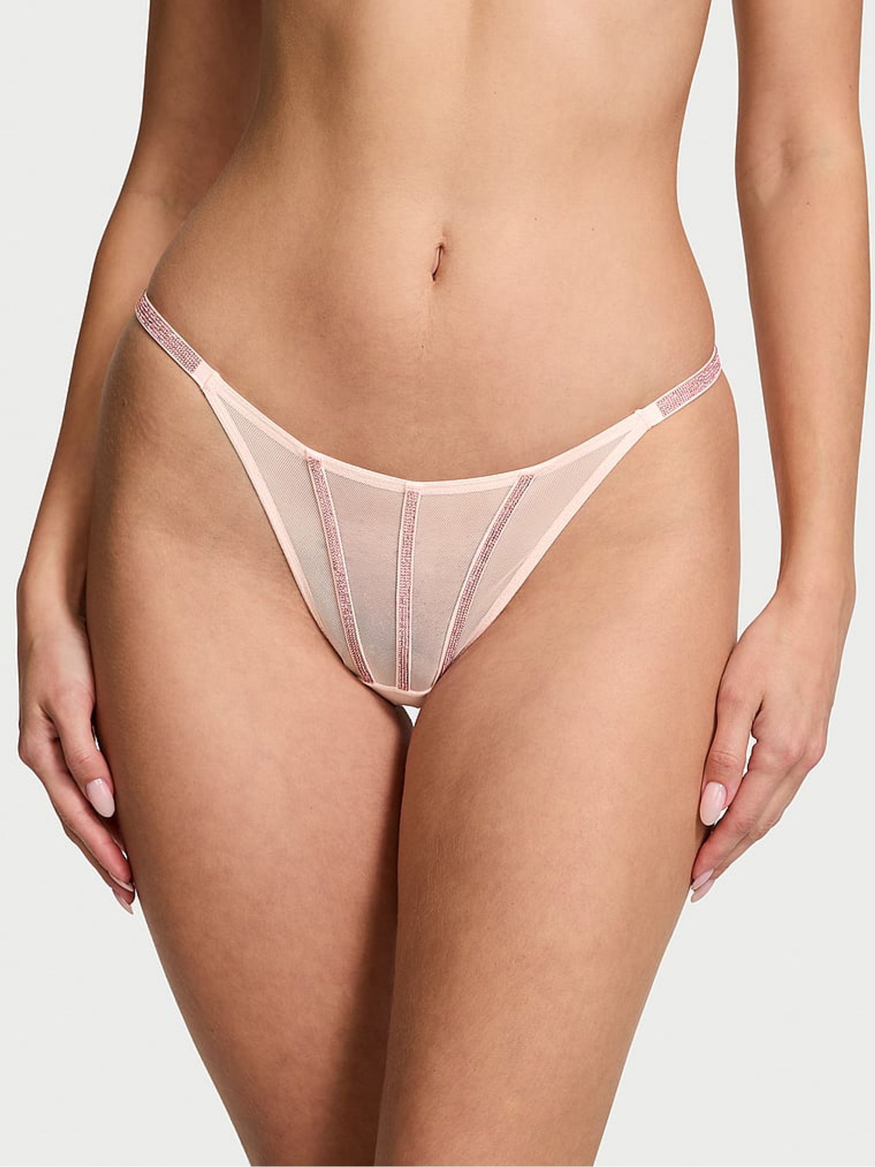 Angel Pink Sheer Shine Thong Knickers - Image 1 of 3