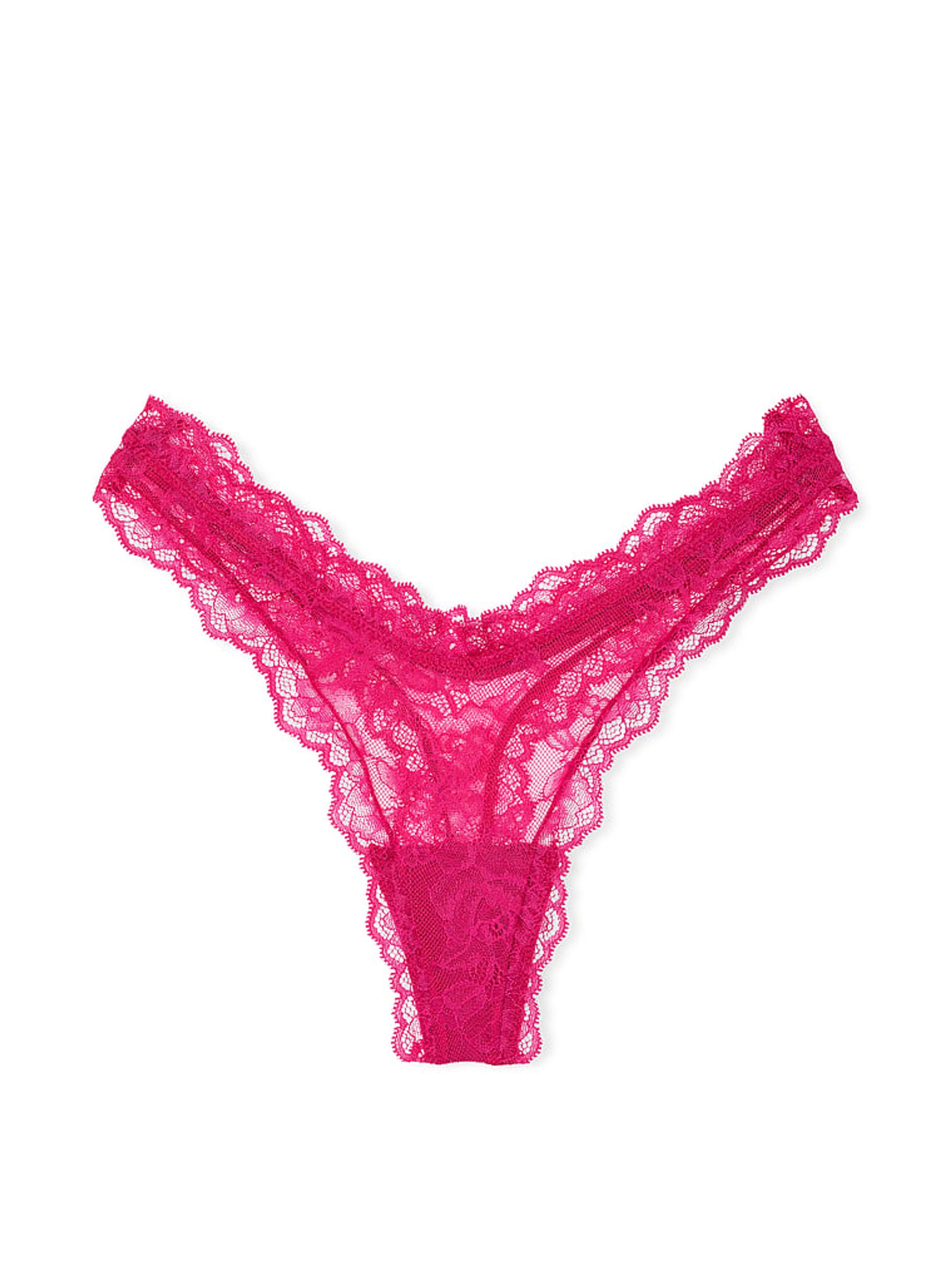 Cherry Blossom Pink Thong Rose Lace Knickers - Image 3 of 3