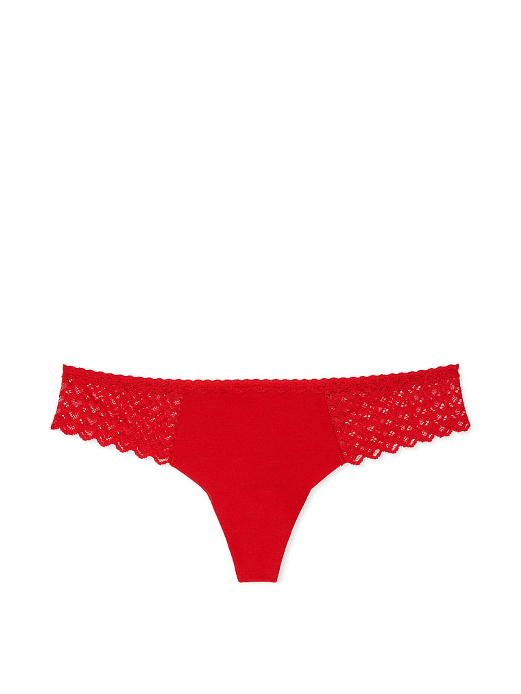 Vermillion Red Thong No Show Heart Lace Knickers - Image 3 of 3