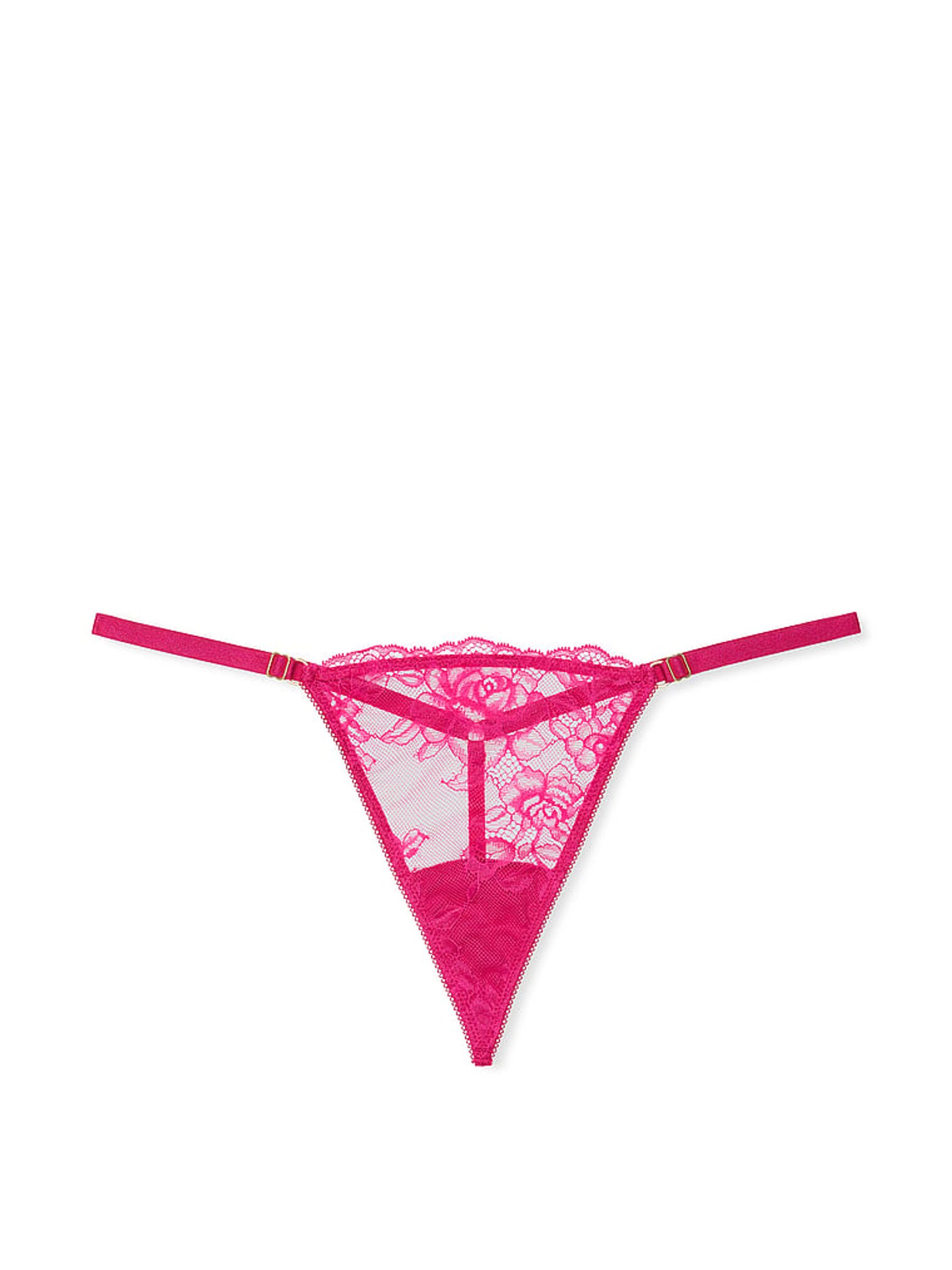 Cherry Blossom Pink G String Rose Lace Knickers - Image 3 of 3