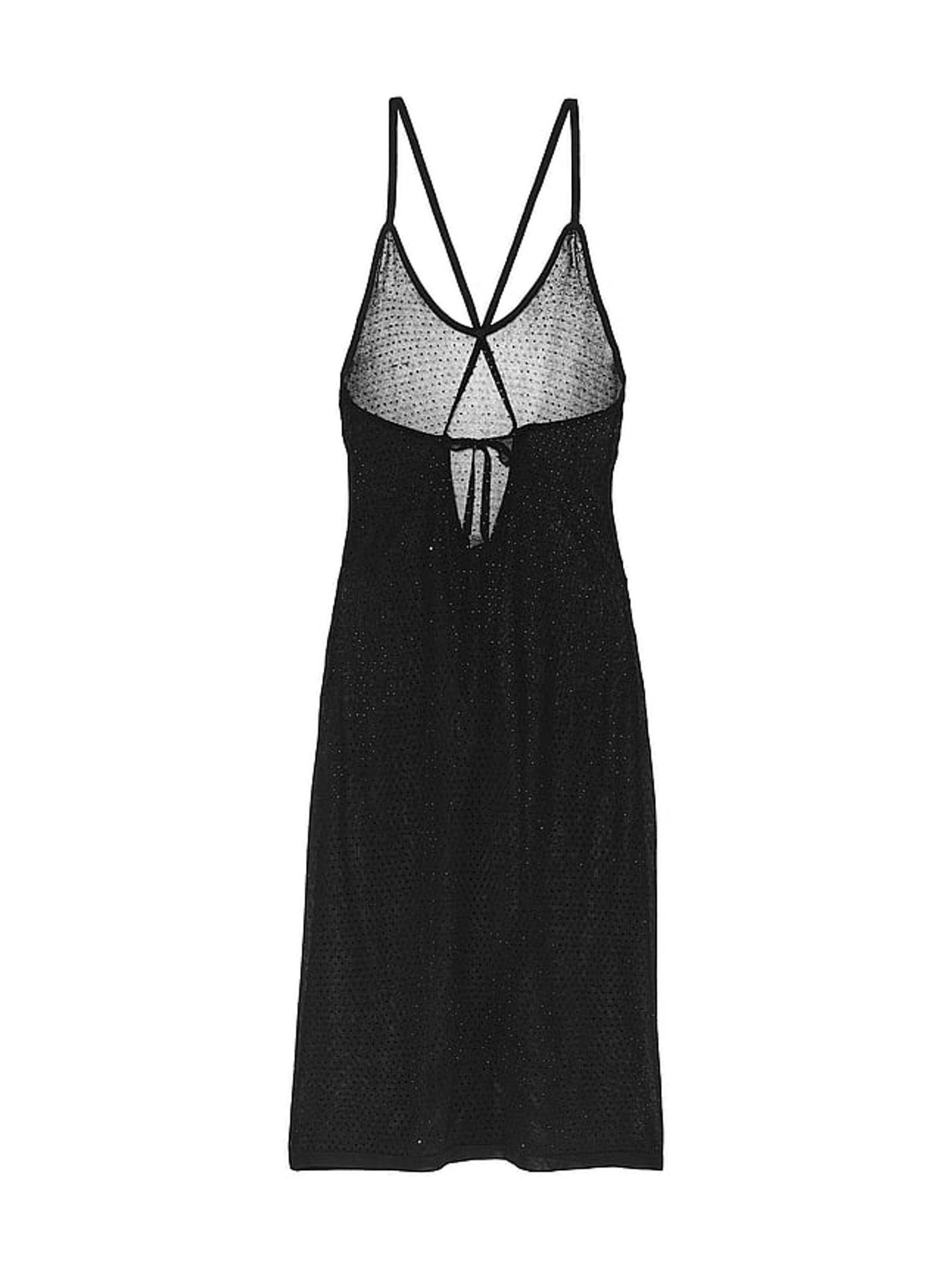 Black Diamante Knit Cover Up Midi Dress - Image 3 of 4